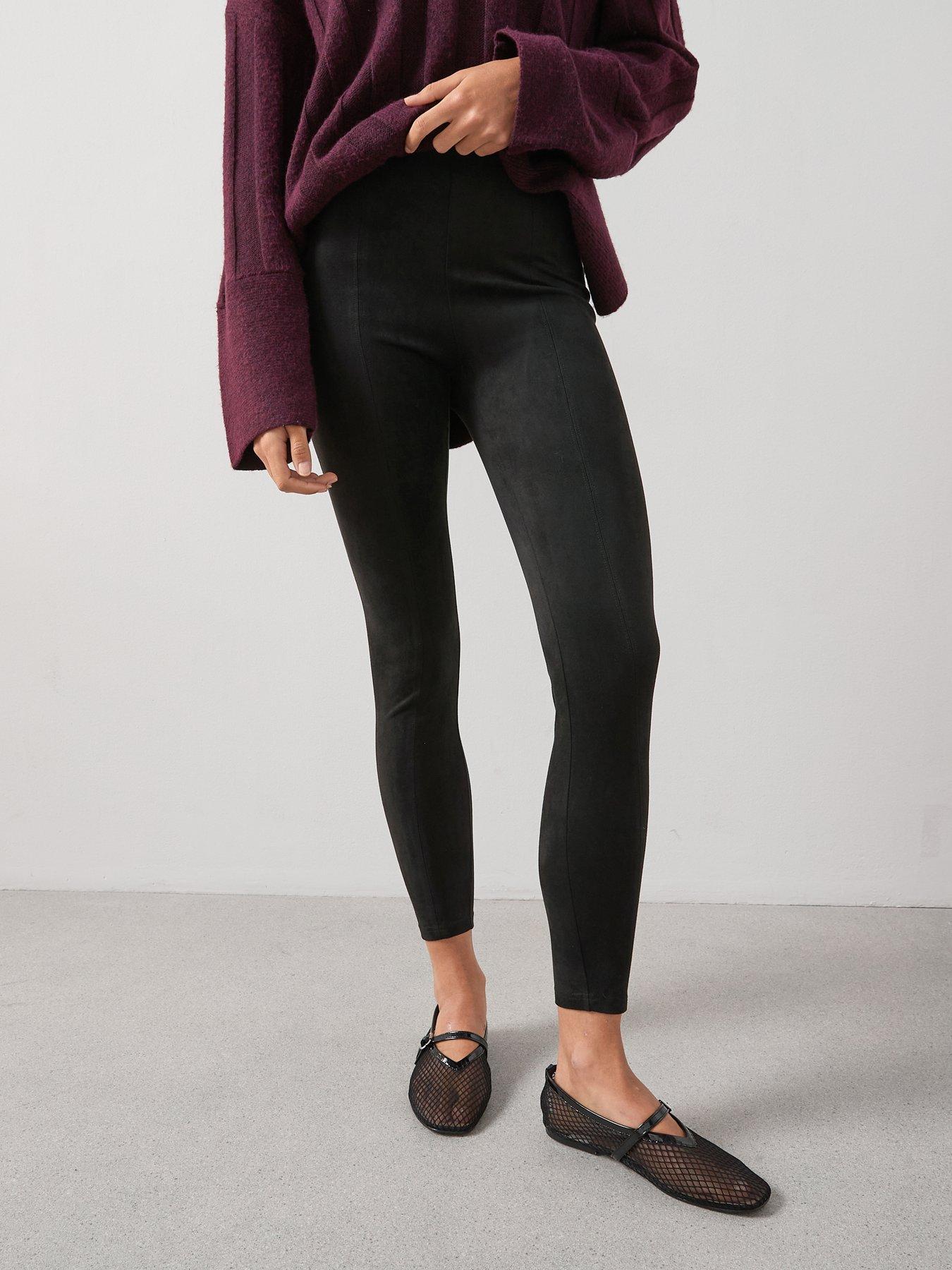 undefined Faux Suede Leggings - Black