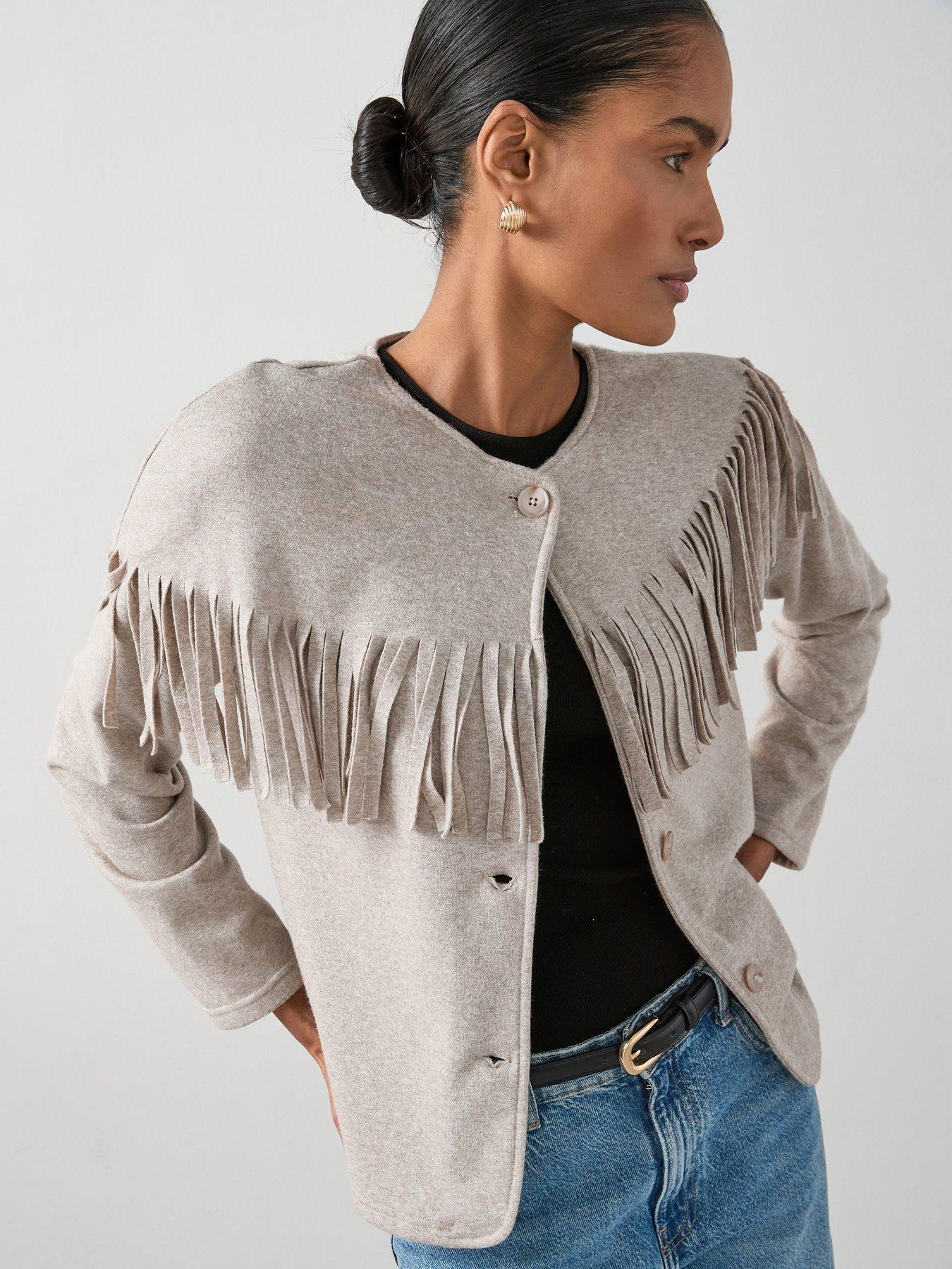 Image 1 of 7 of The Very Collection Tassel Lightweight Jacket - Oatmeal