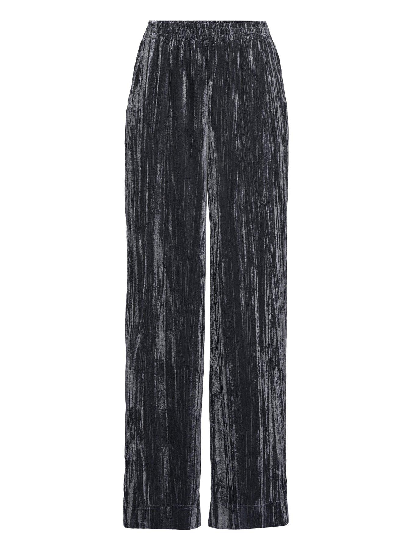 Image 7 of 7 of The Very Collection Pleated Velvet Trouser Co-Ord - Grey