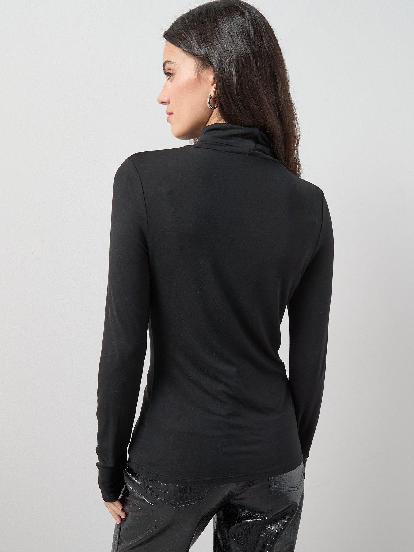  image of the-very-collection-long-sleeve-high-neck-top-black