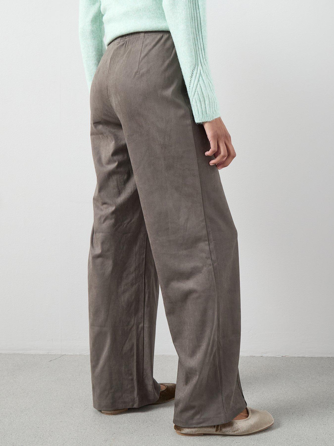  image of the-very-collection-faux-suede-wide-leg-trouser-taupe
