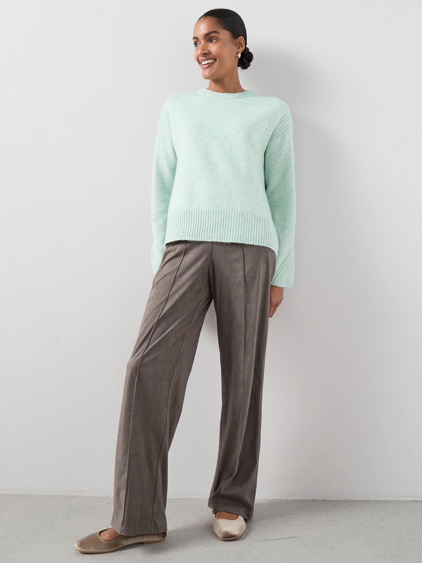  image of the-very-collection-faux-suede-wide-leg-trouser-taupe