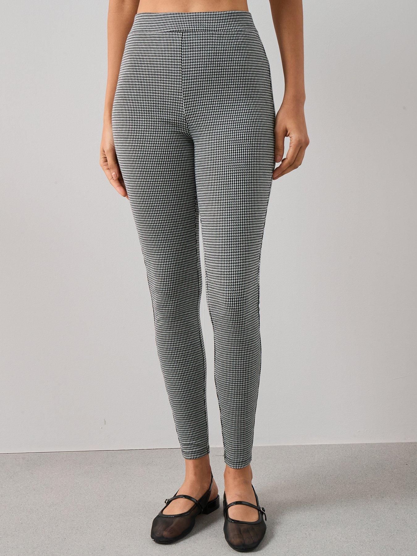undefined Check Stretch Leggings - Black