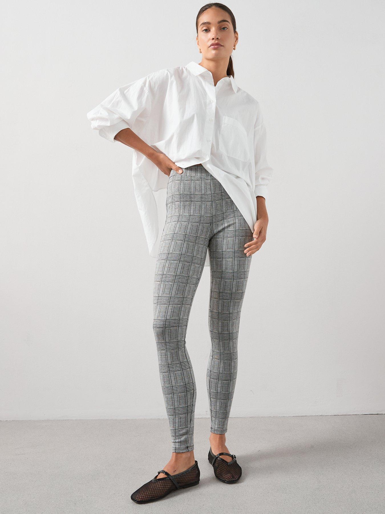 Image 3 of 7 of The Very Collection Check Stretch Leggings - Mono