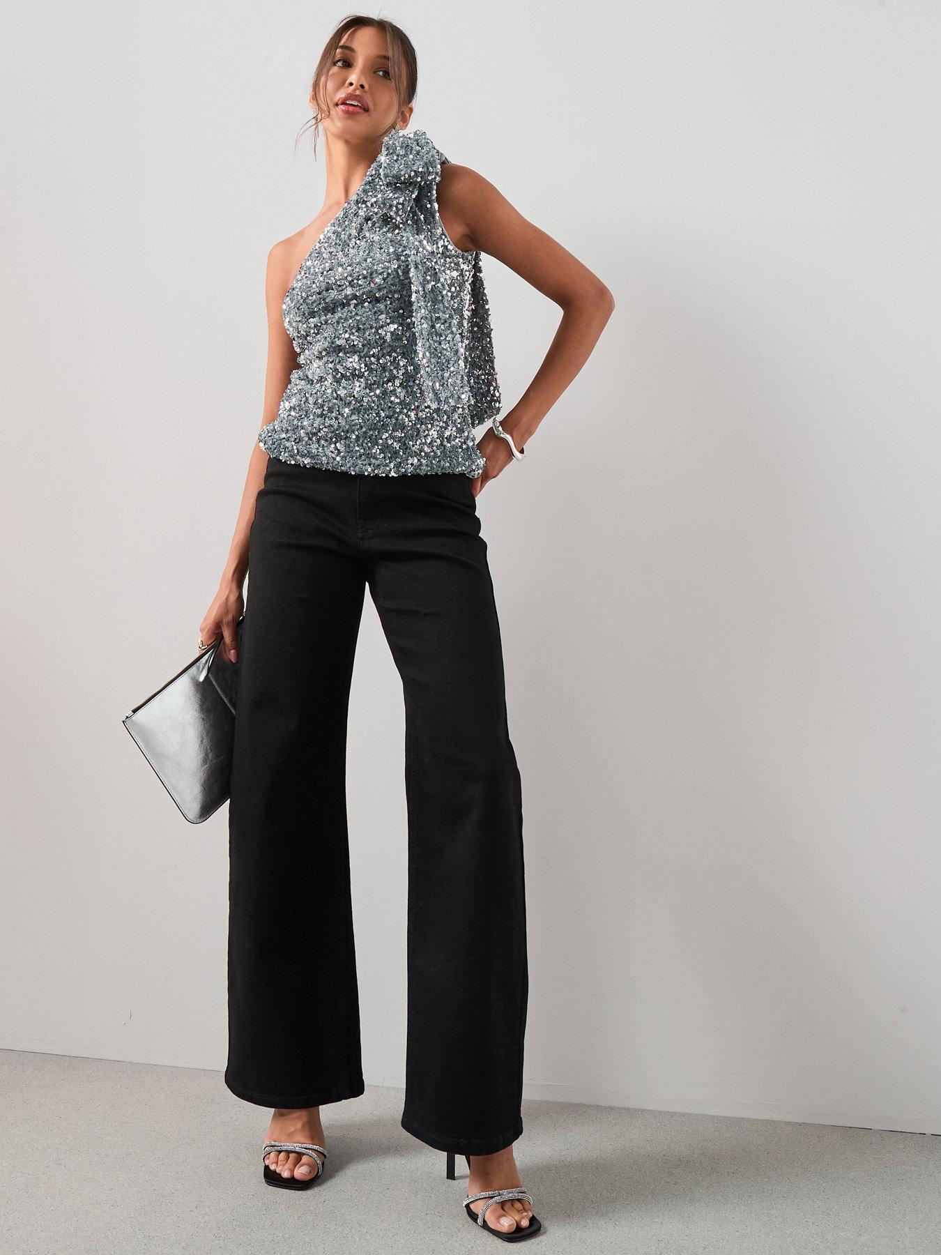  image of the-very-collection-sequin-bow-top-silver