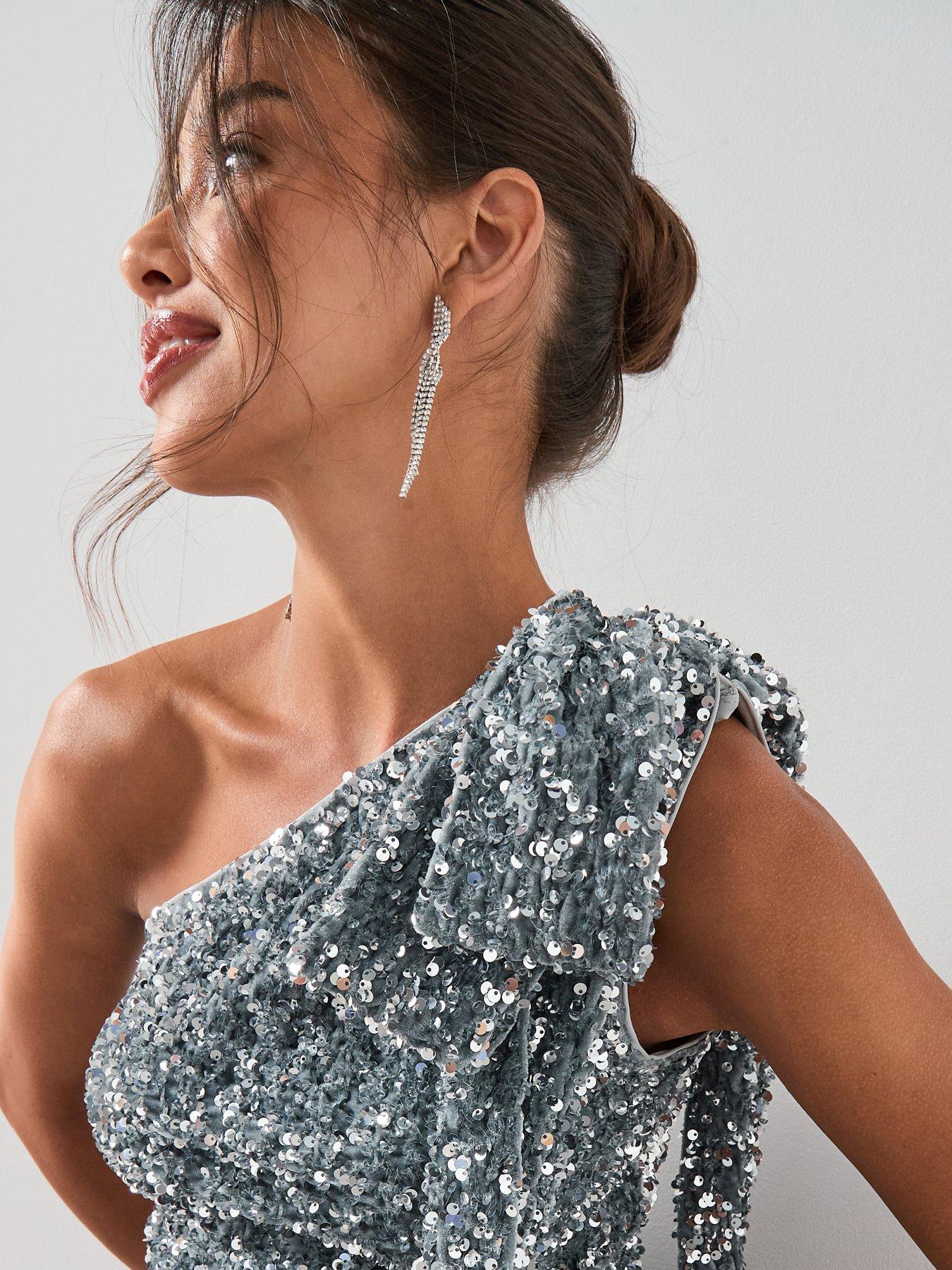  image of the-very-collection-sequin-bow-top-silver
