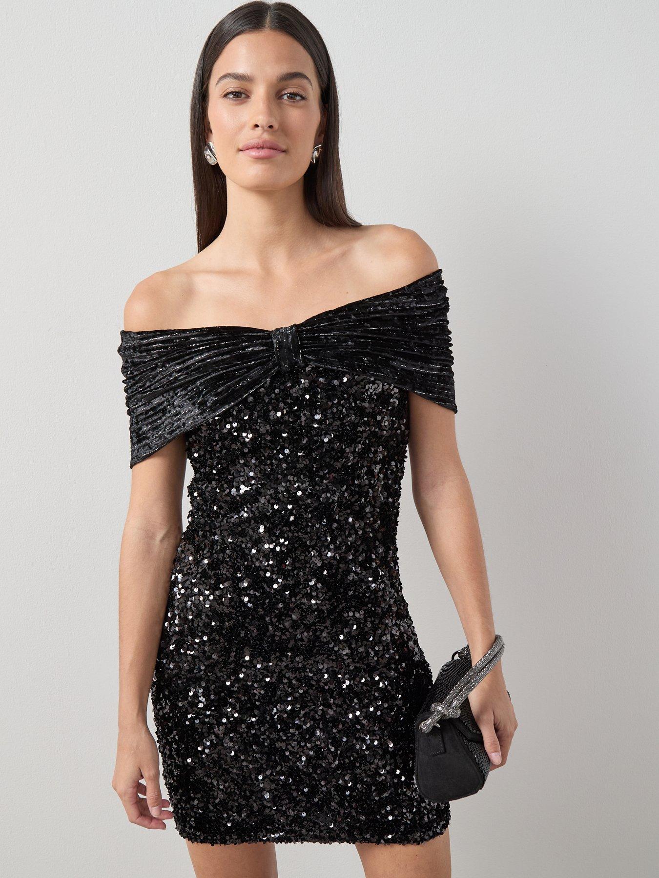 the-very-collection-velvet-off-shoulder-sequin-dress-black