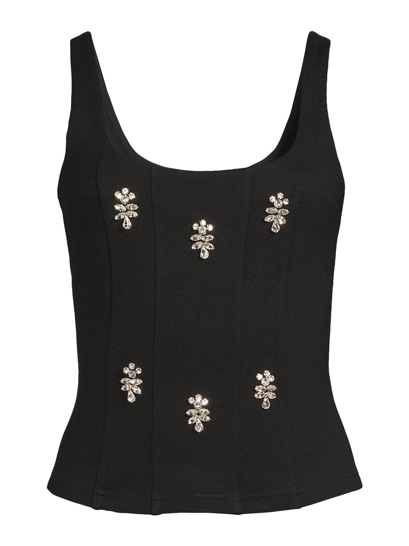 Image 7 of 7 of The Very Collection Embellished Corset Top&nbsp;- Black