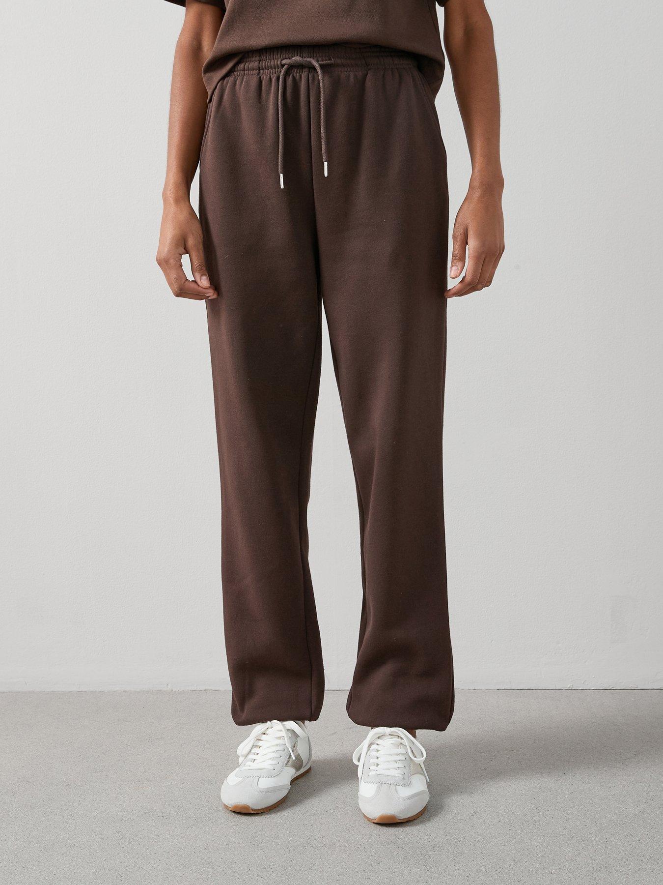 undefined Relaxed Cuffed Essential Joggers- Brown