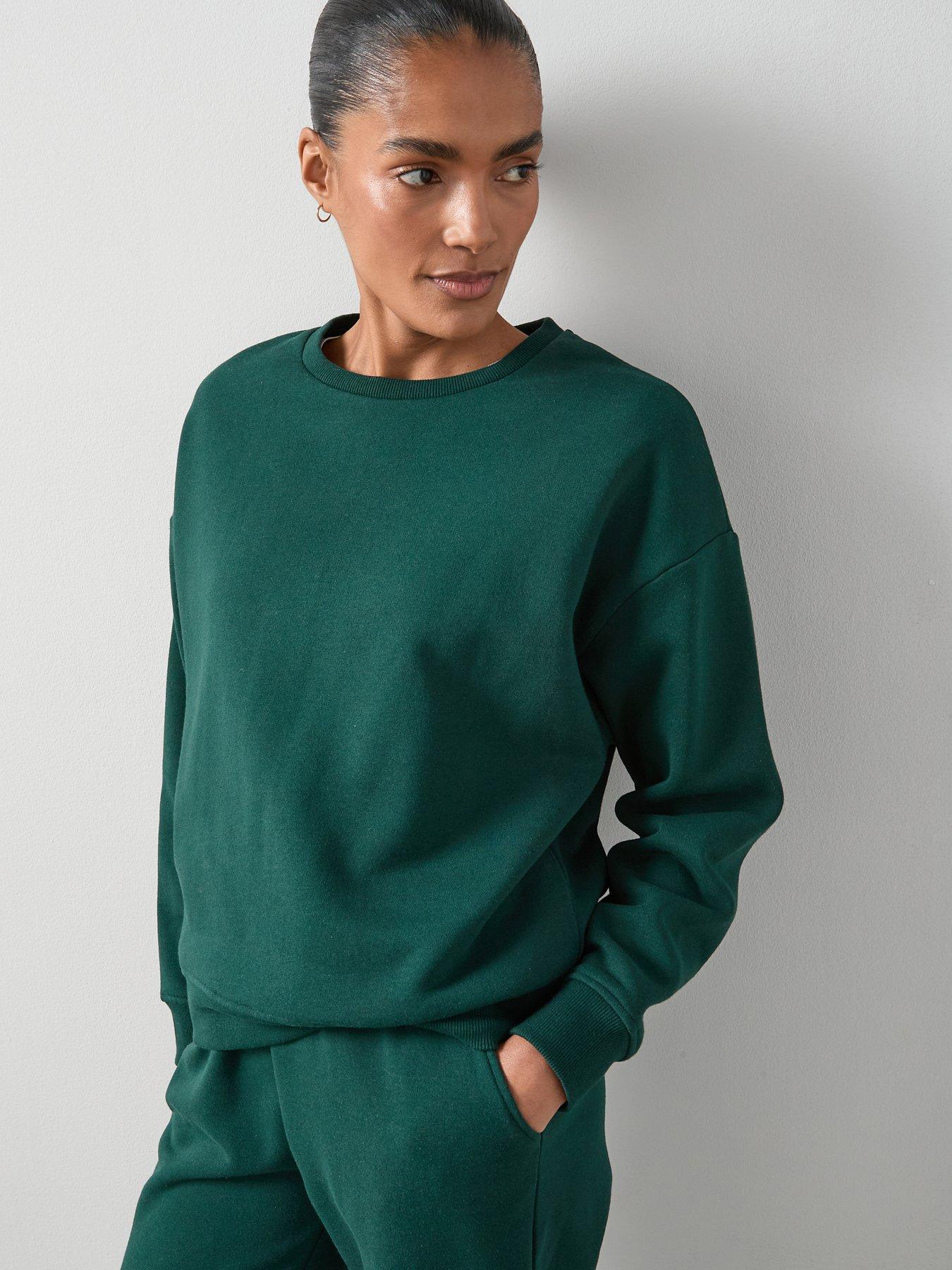 undefined Crew Neck Oversized Essential Sweatshirt- Green