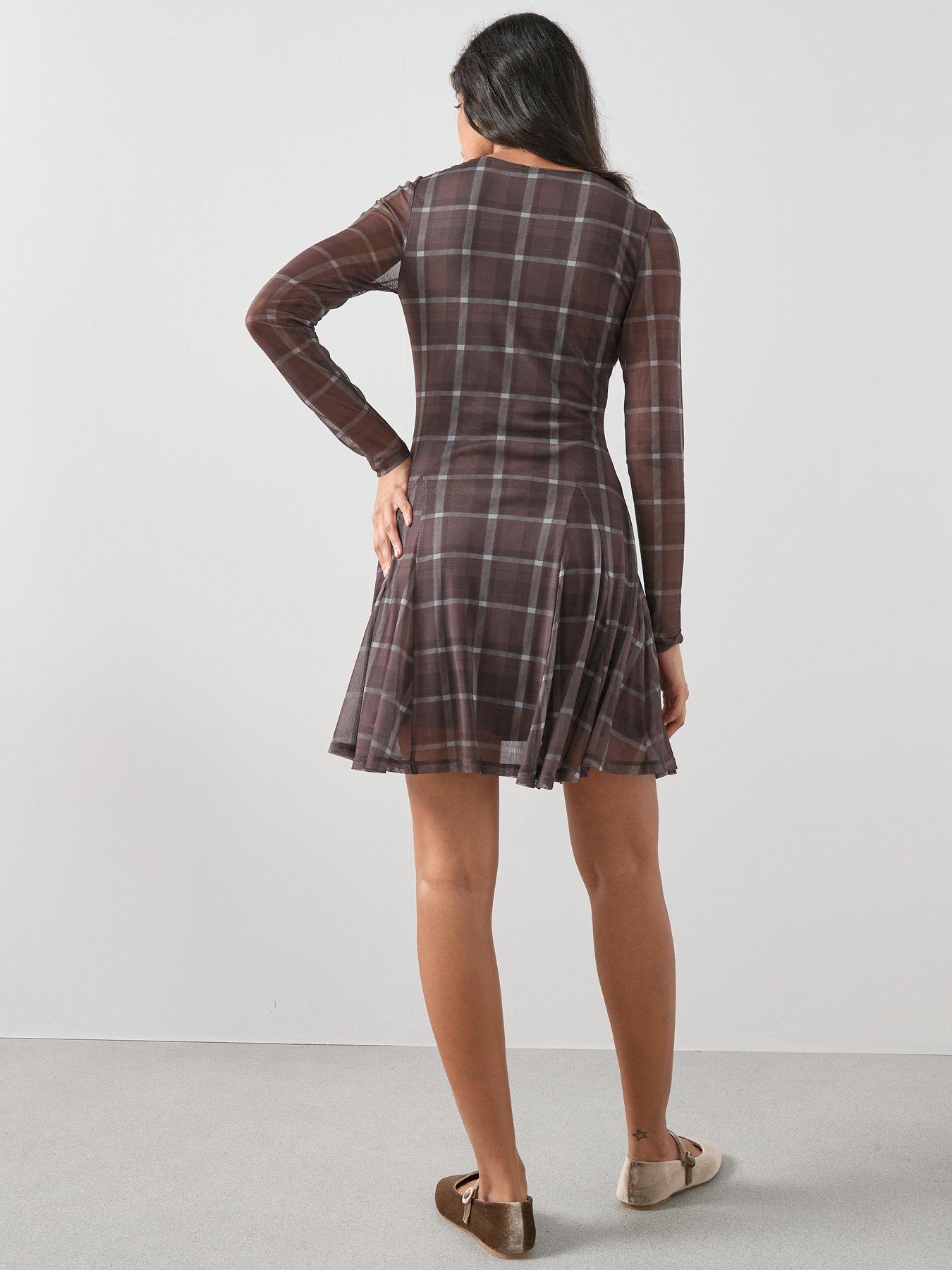 Image 2 of 6 of V by Very Check Mesh Printed Dress - Multi