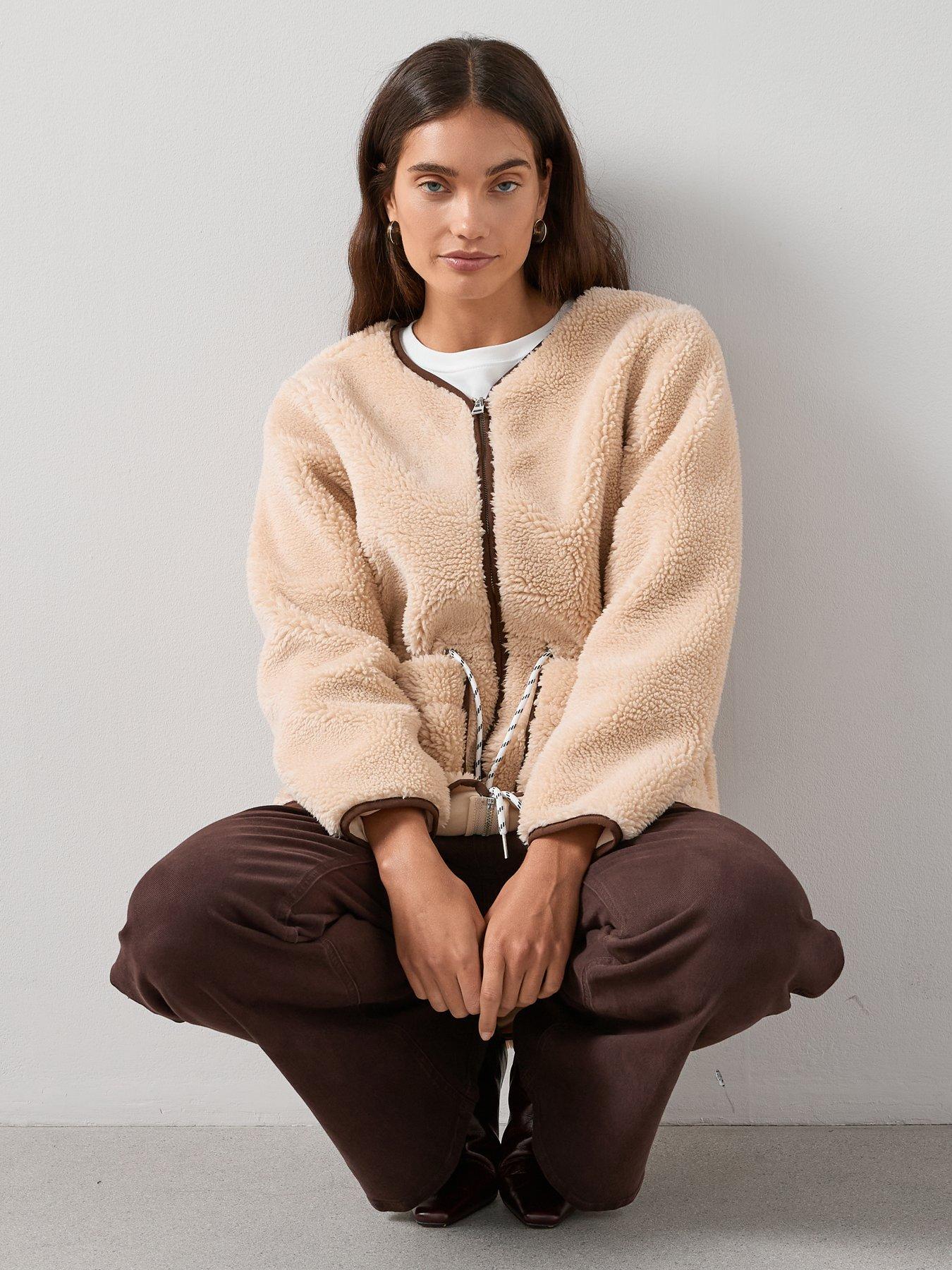 Image 5 of 7 of V by Very Tie Waist Borg &nbsp;Jacket - Cream