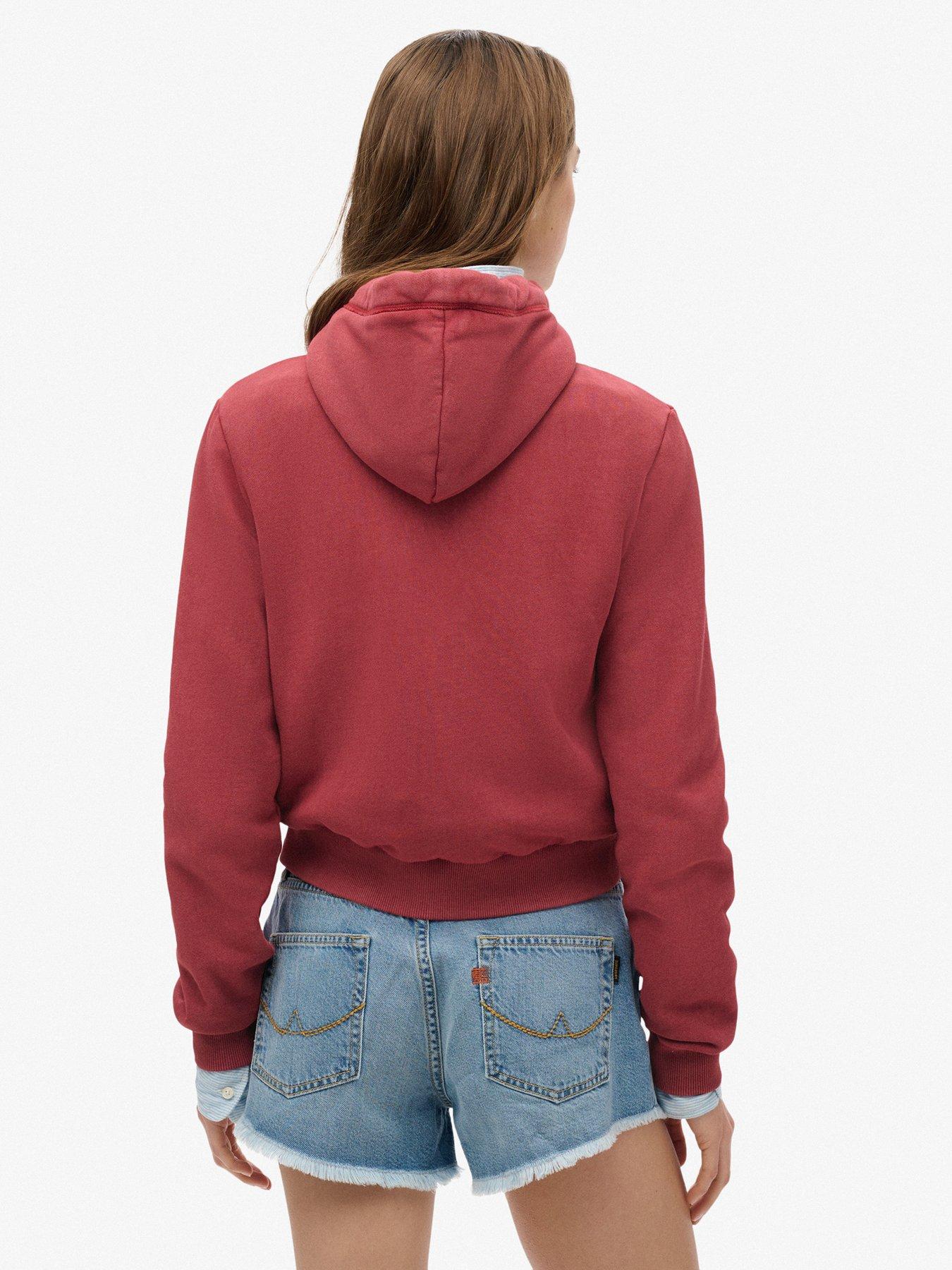  image of superdry-essential-logo-cropped-zip-hoodie-red