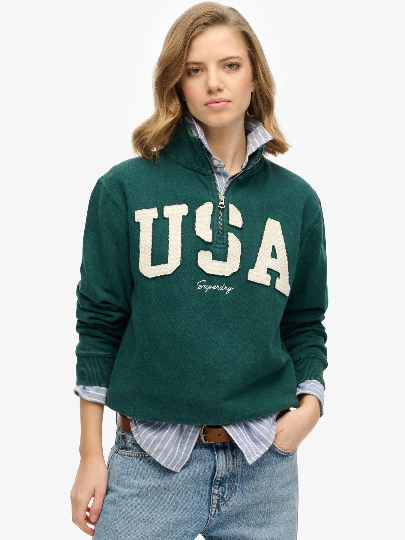 undefined Athletic Essentials Applique Half Zip Sweatshirt - Green