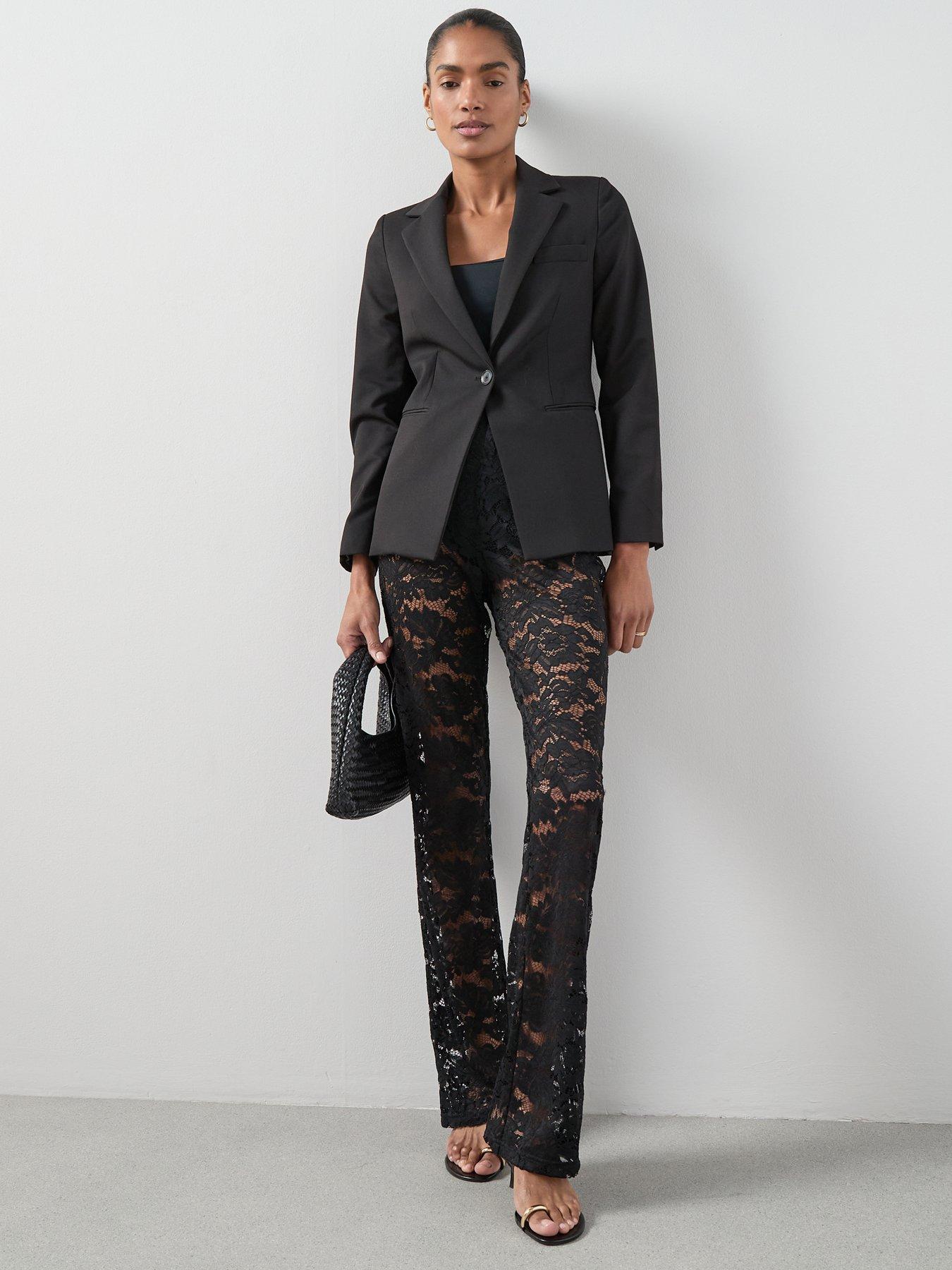 Image 1 of 6 of The Very Collection Lace Trousers - Black
