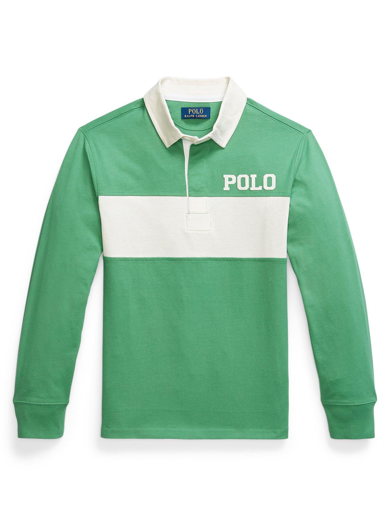 undefined Boys Colour Block Rugby Shirt - Green