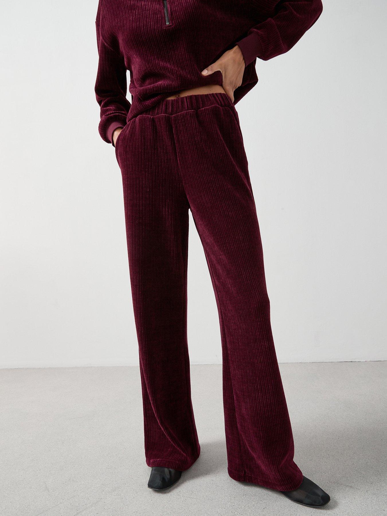 undefined Velour Rib Wide Leg Trousers Co-ord