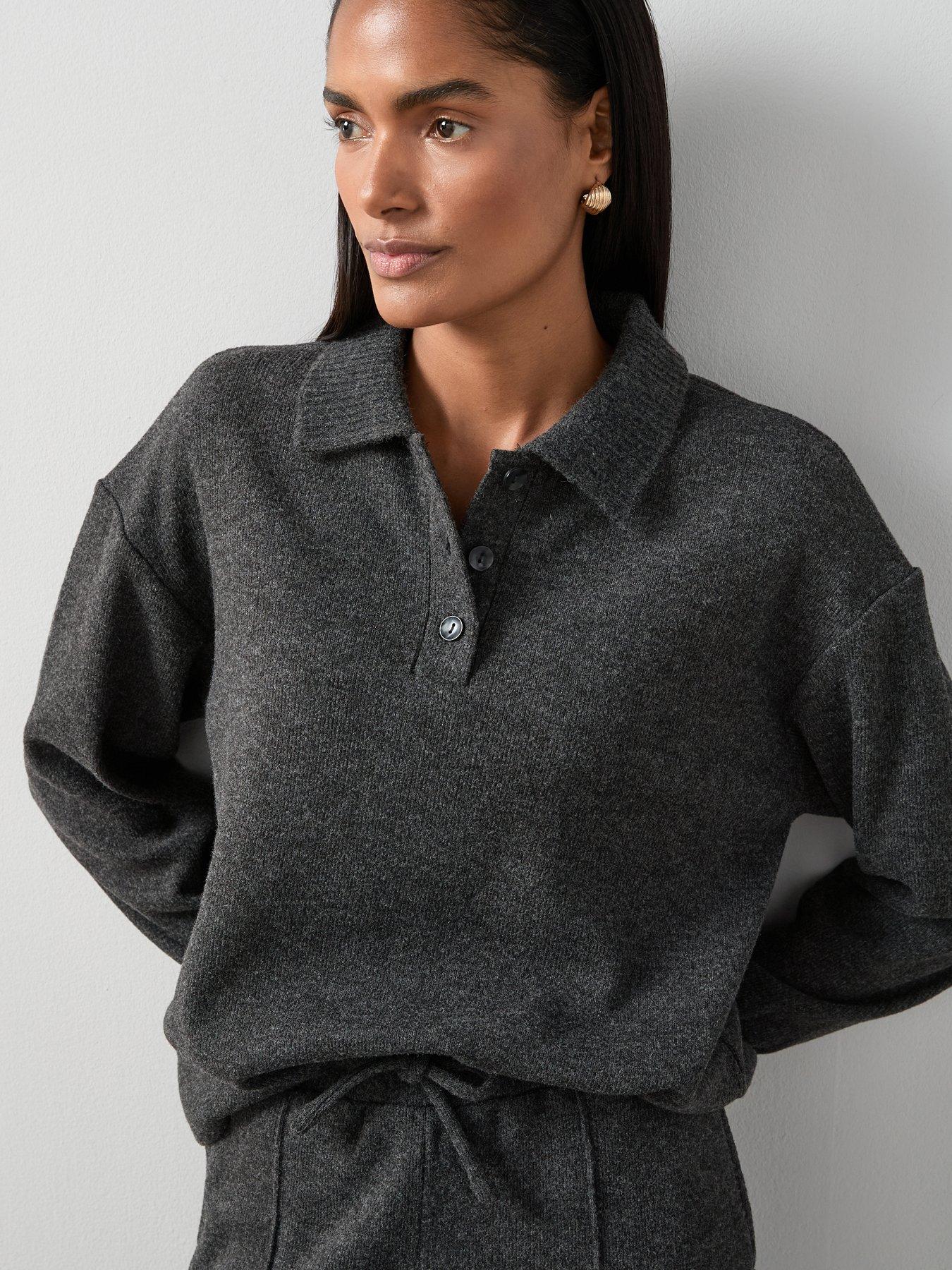 undefined Button Through Collar Detail Soft Touch Top Co-ord