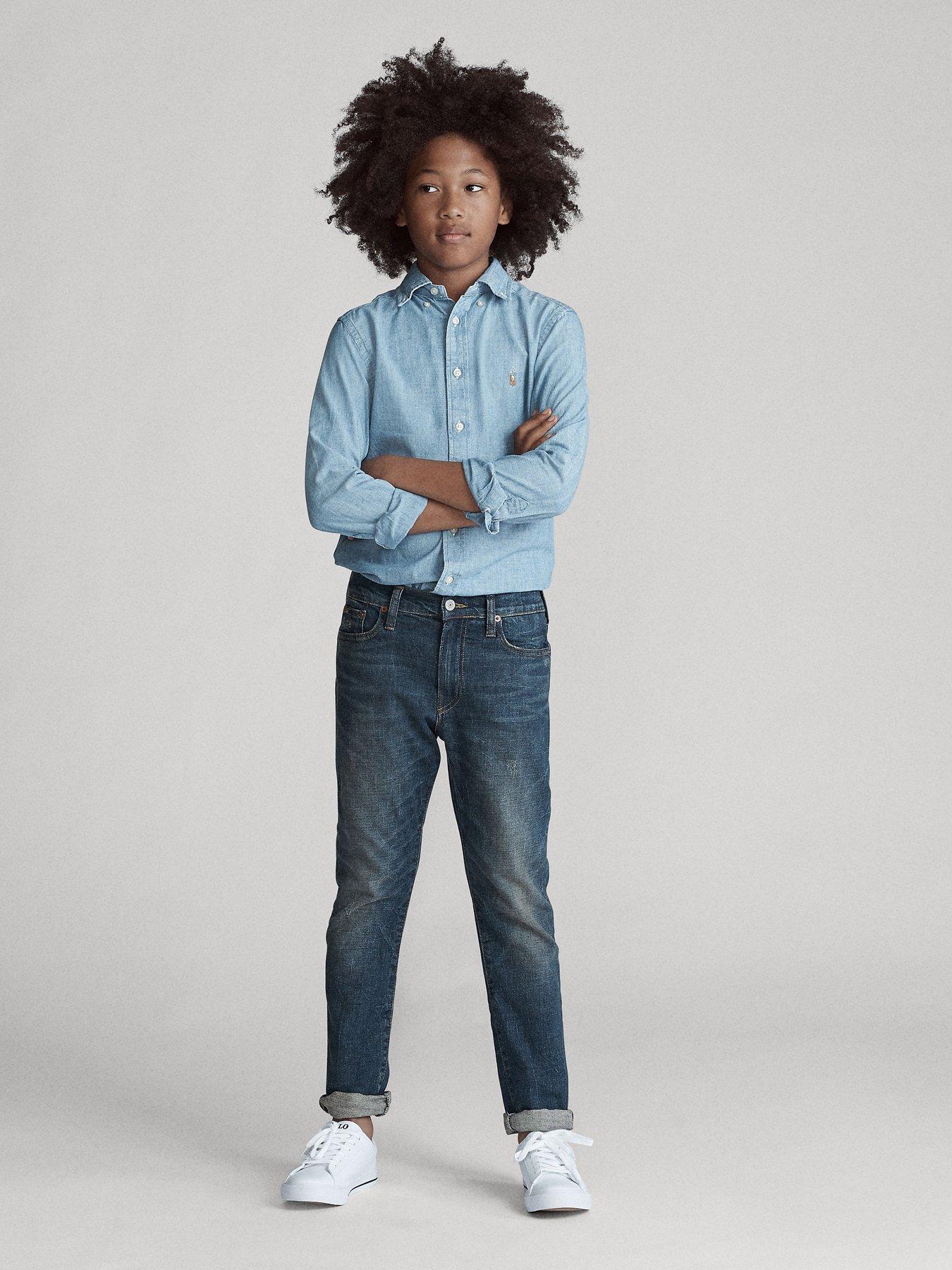 undefined Boys Long Sleeve Cotton Shirt - Light Blue