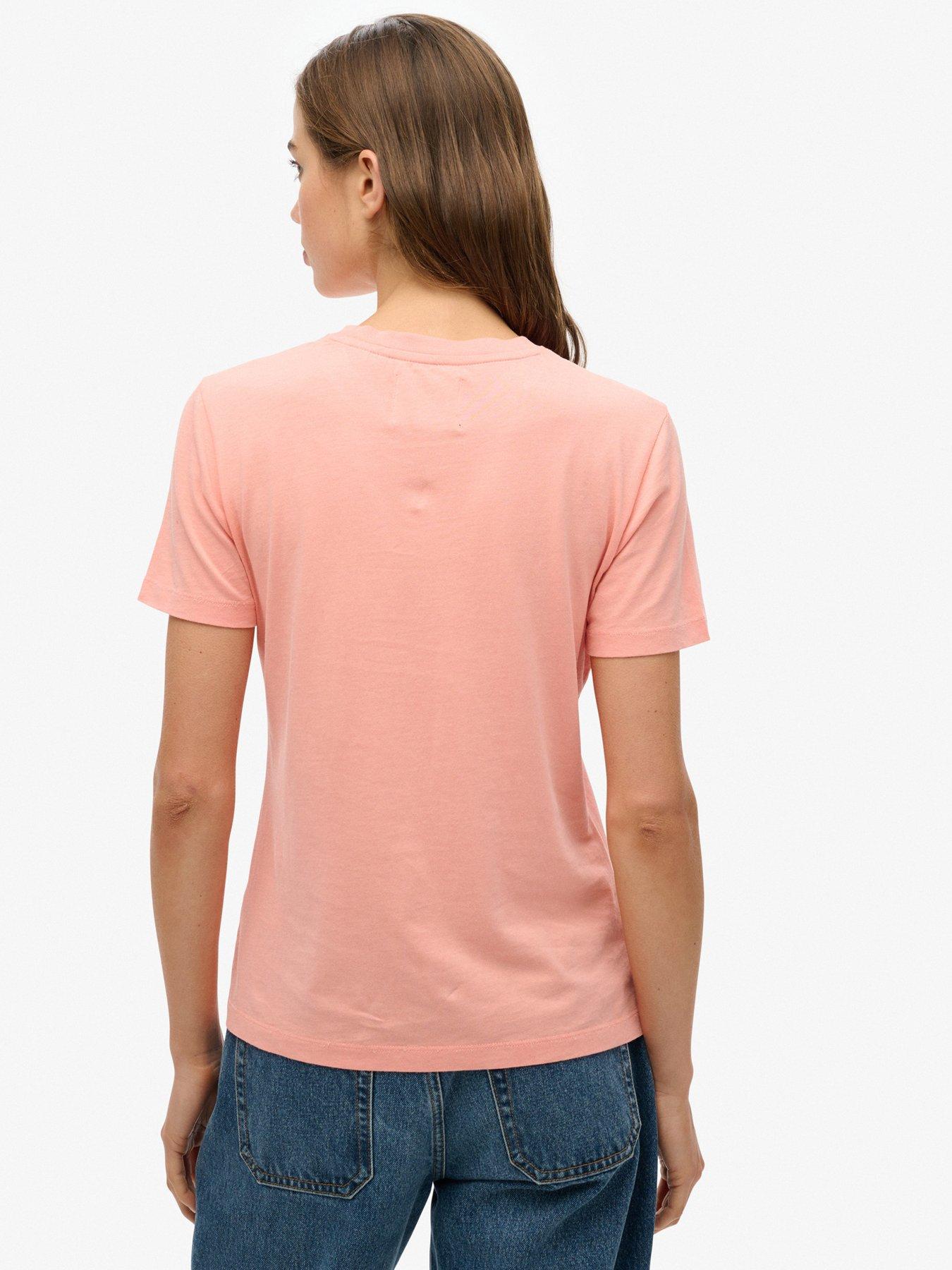  image of superdry-vintage-logo-rhinestone-slim-t-shirt-pink
