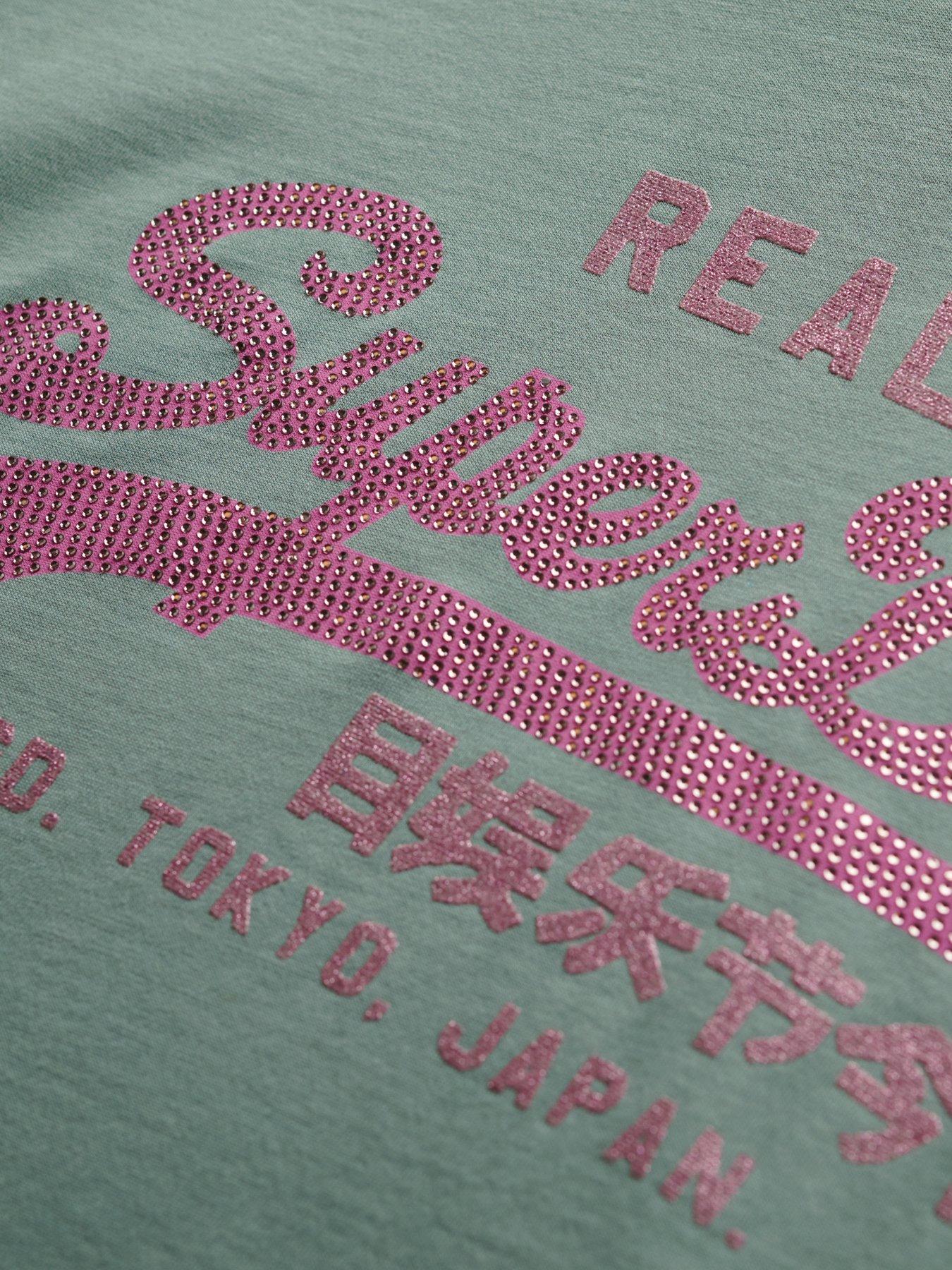  image of superdry-vintage-logo-rhinestone-slim-t-shirt-blue