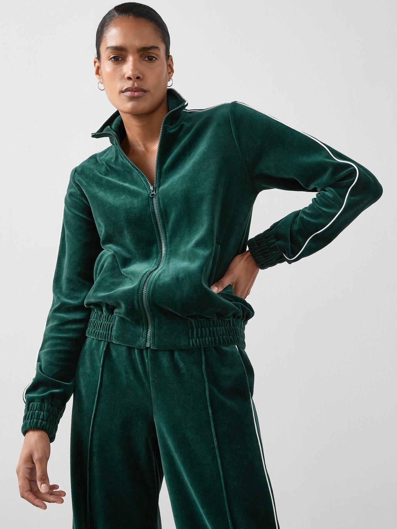 undefined Velour Zip Through Jacket Co-Ord - Green