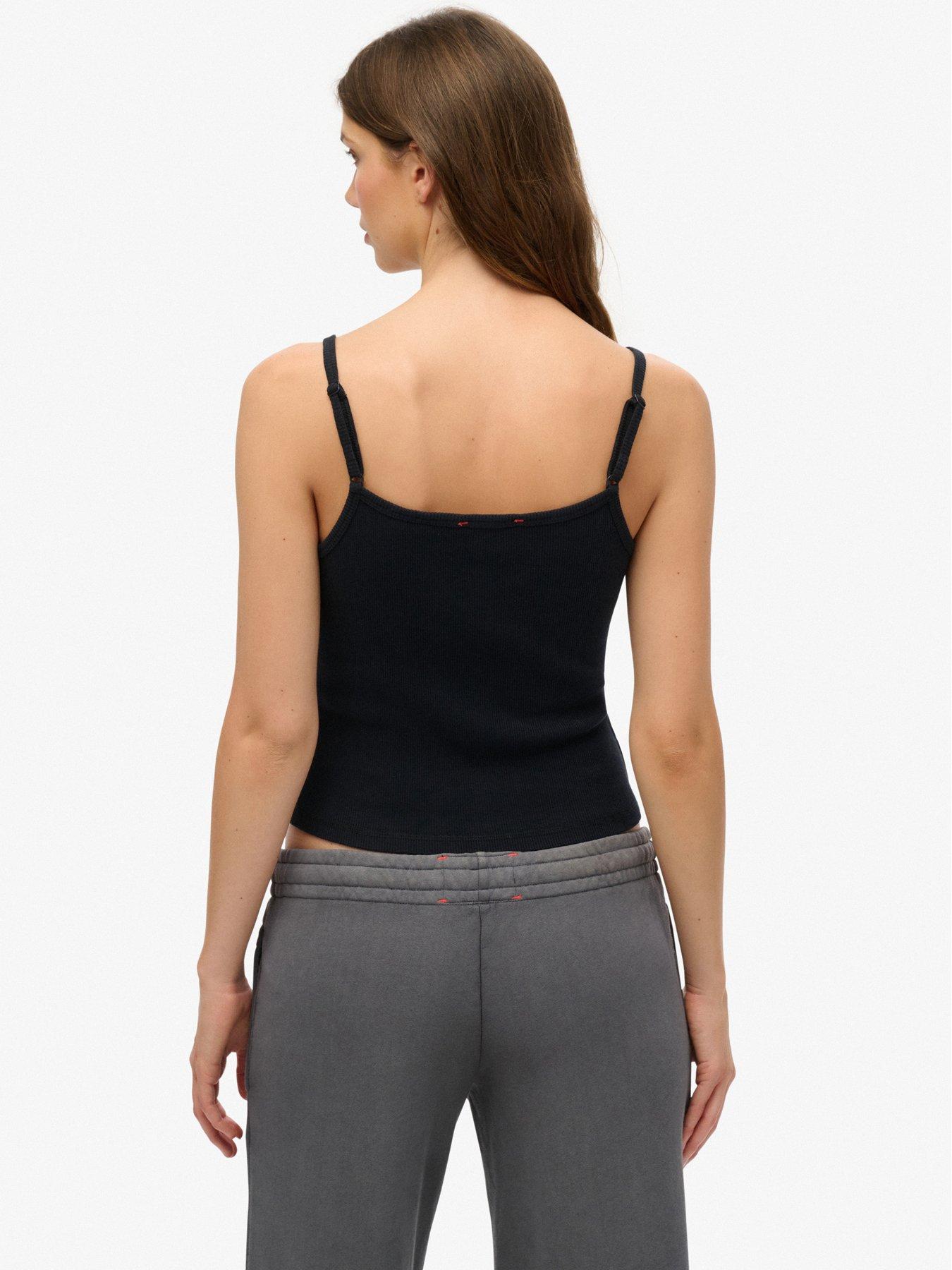  image of superdry-athletic-essentials-embroidered-button-cami-top-navy