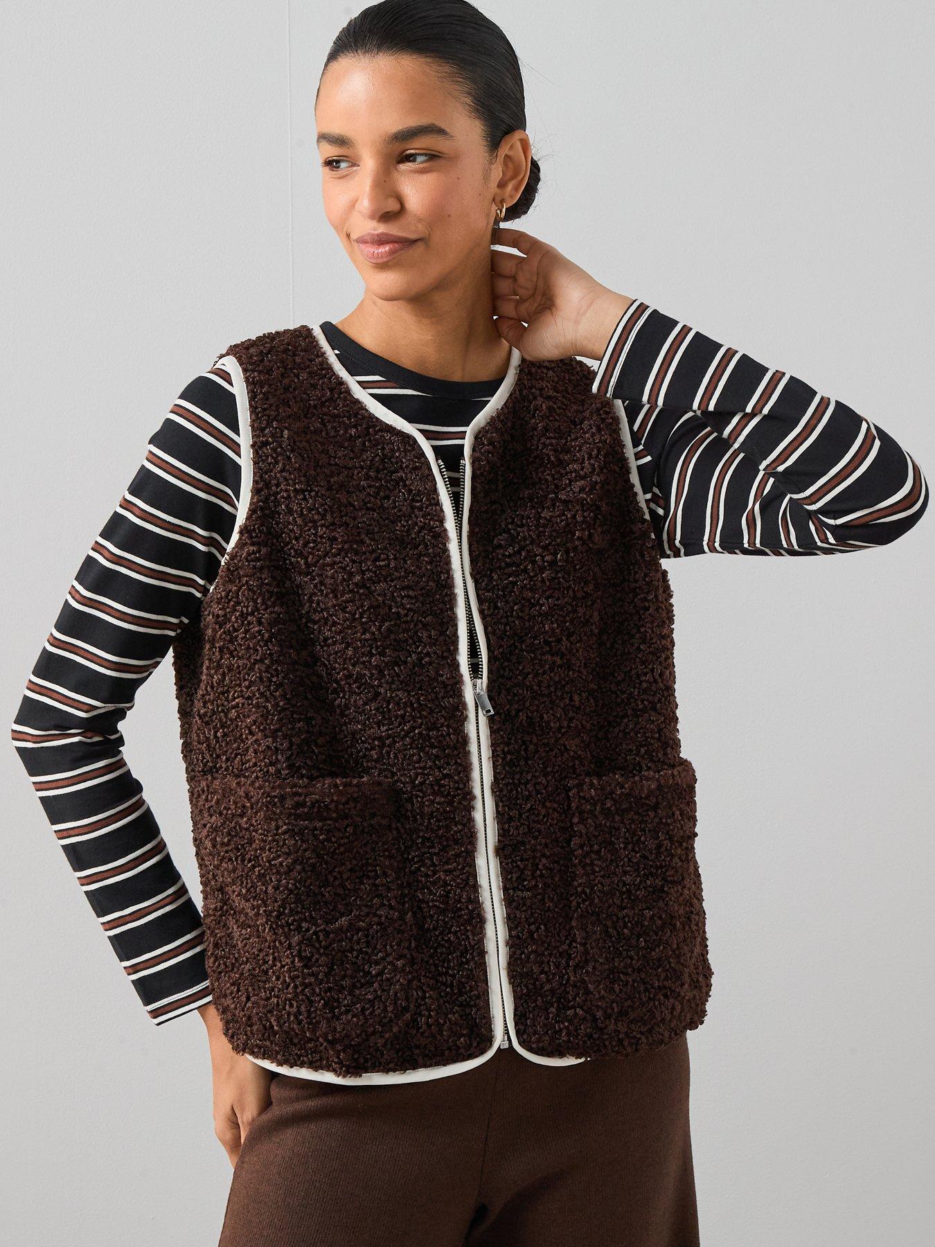 undefined Borg Gilet - Brown
