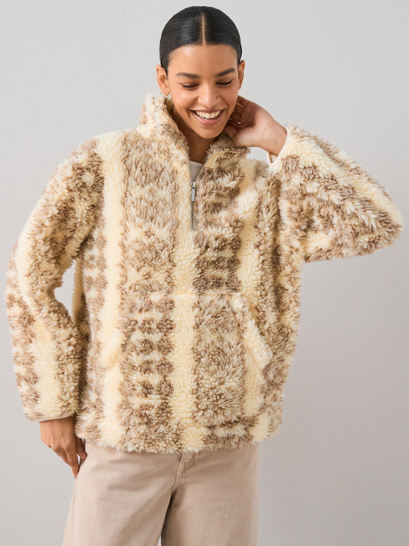 undefined Half Zip Printed Borg Fleece  - Multi