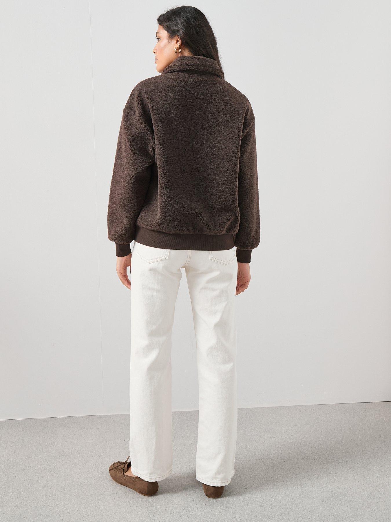Image 2 of 6 of The Very Collection Zip Up Borg Jacket - Brown