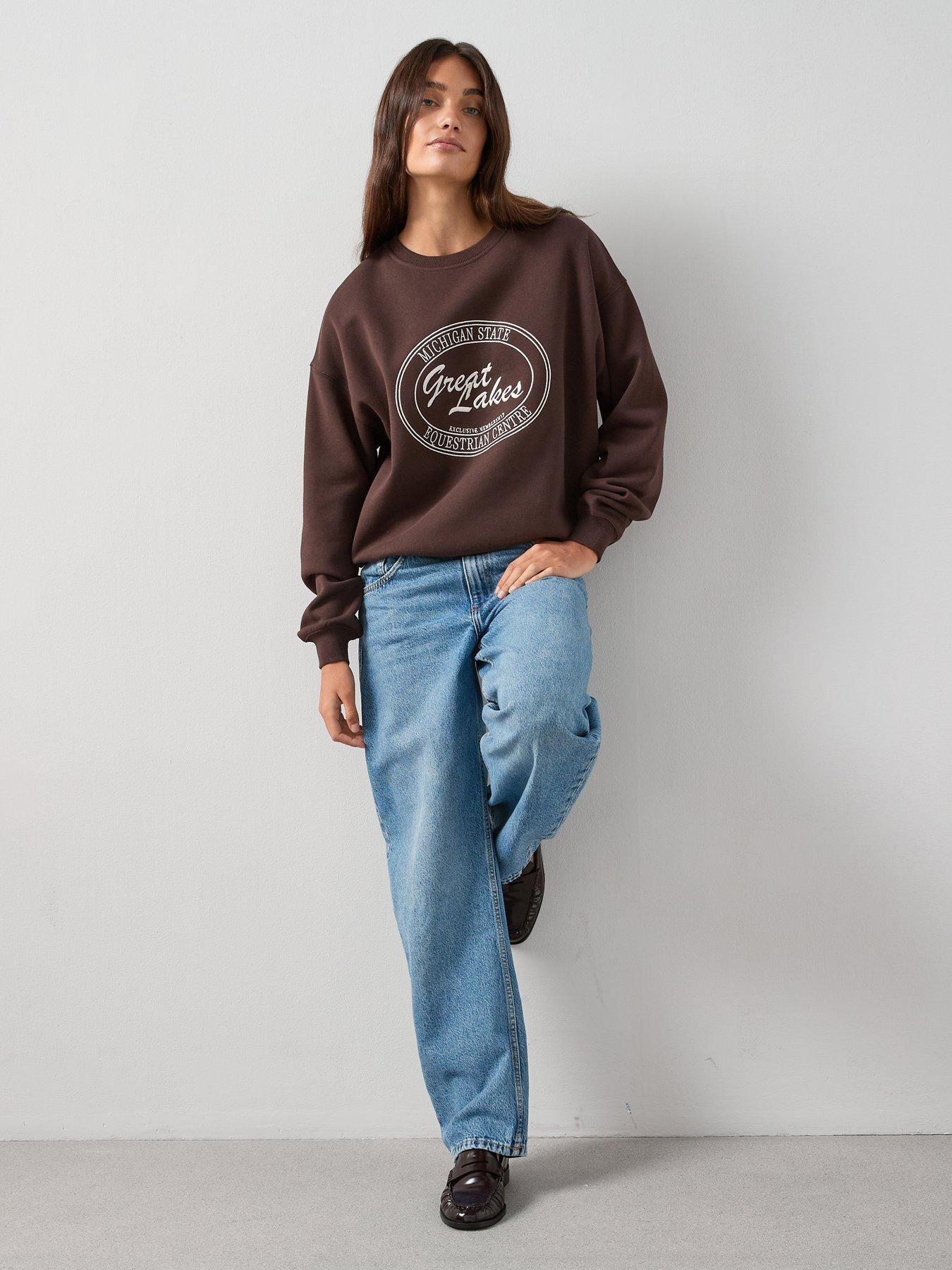 Image 3 of 7 of V by Very Michigan Great Lakes Graphic Sweatshirt - Brown