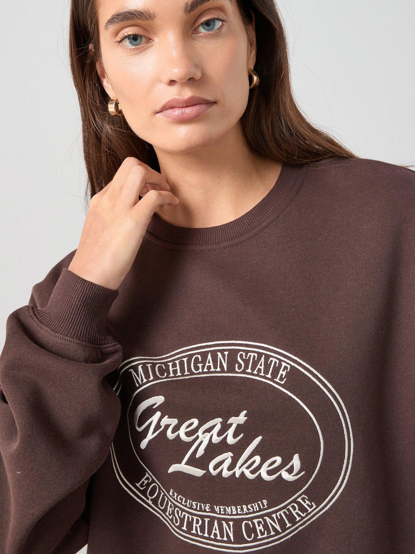 Image 4 of 7 of V by Very Michigan Great Lakes Graphic Sweatshirt - Brown