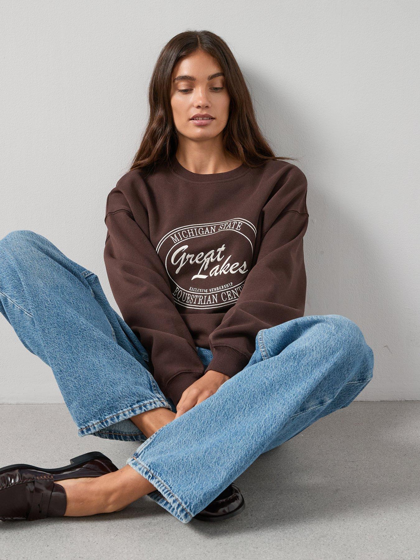 Image 5 of 7 of V by Very Michigan Great Lakes Graphic Sweatshirt - Brown