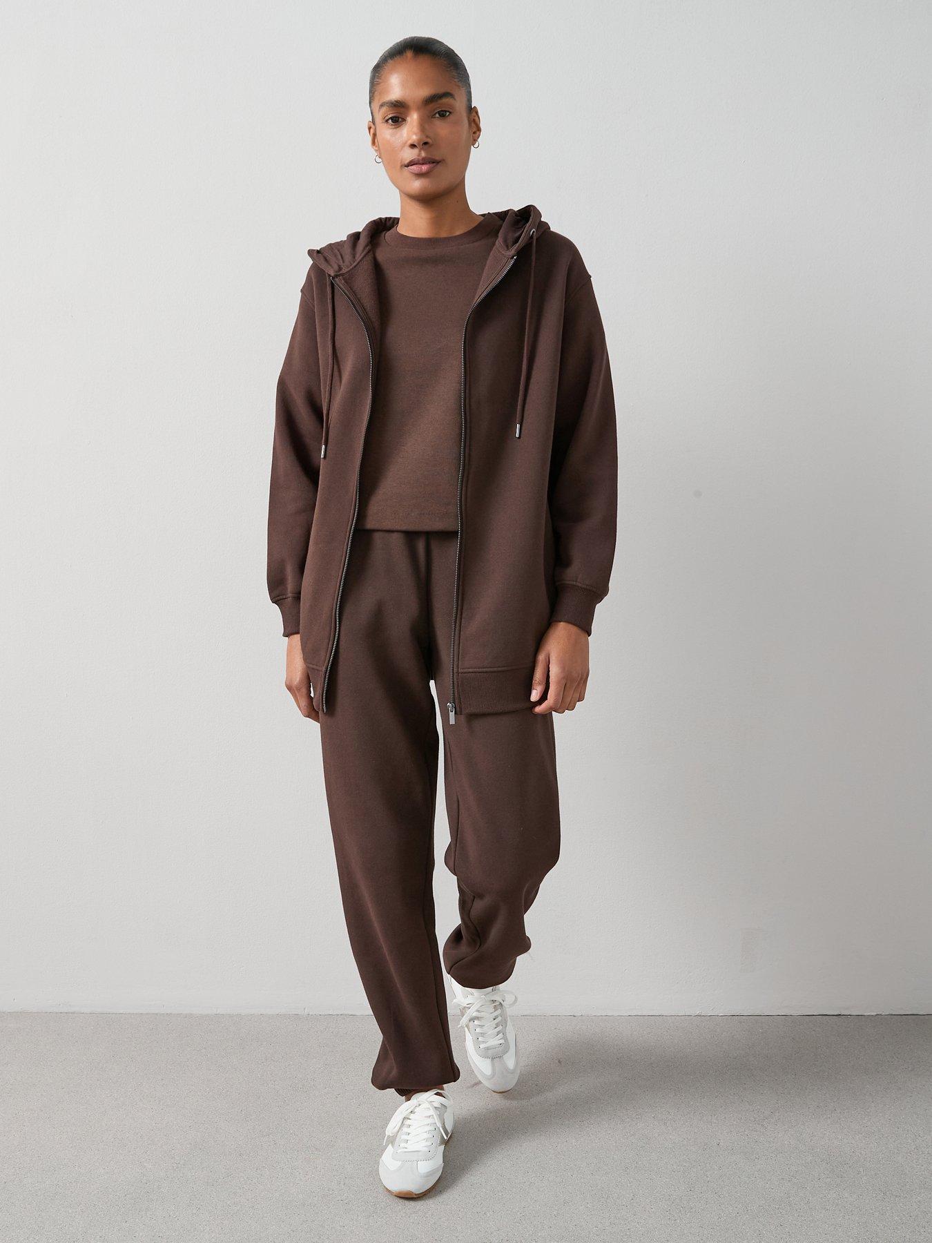 Image 3 of 6 of The Very Collection Longline Essential Zip Up Hoody - Brown
