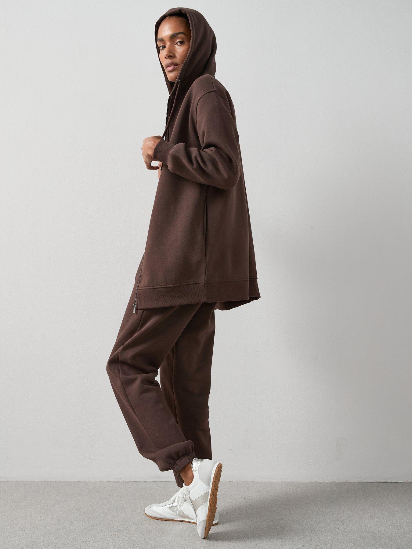 Image 6 of 6 of The Very Collection Longline Essential Zip Up Hoody - Brown
