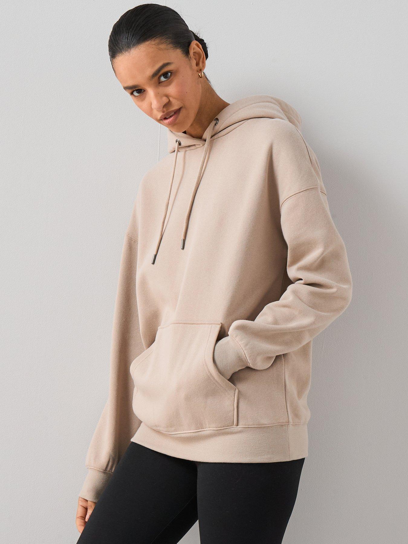front image of the-very-collection-oversized-essential-hoody-taupe