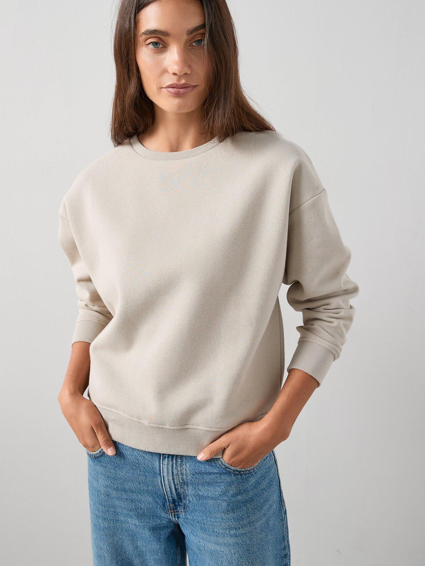 undefined Crew Neck Oversized Essential Sweatshirt- Taupe