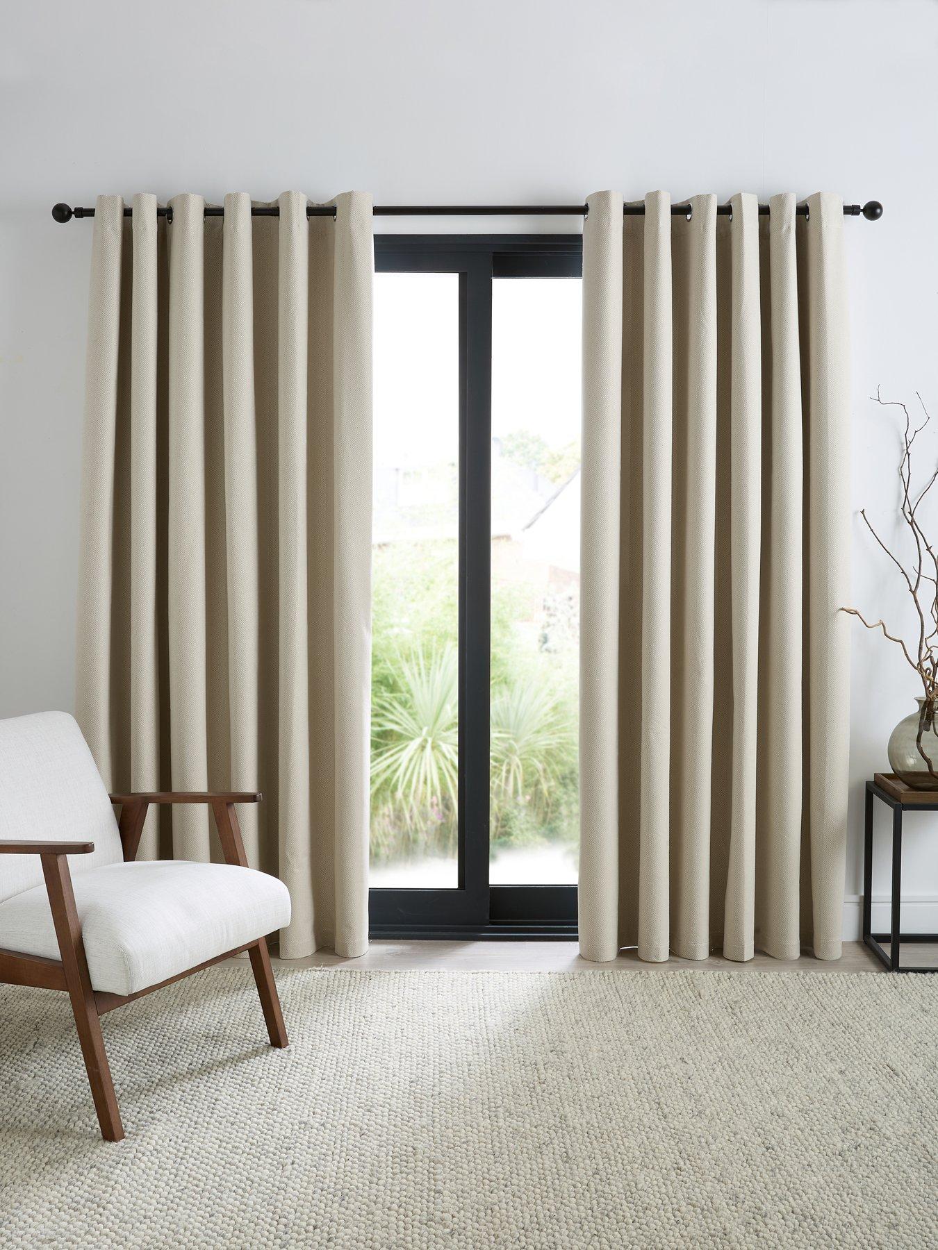 Image 1 of 4 of The Very Collection Chesterfield Herringbone Blackout Eyelet Curtains