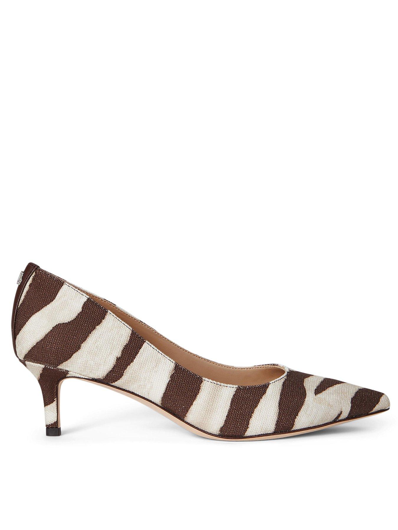 Lauren by Ralph Lauren Adrienne Zebra Canvas Heeled Pump - Brown