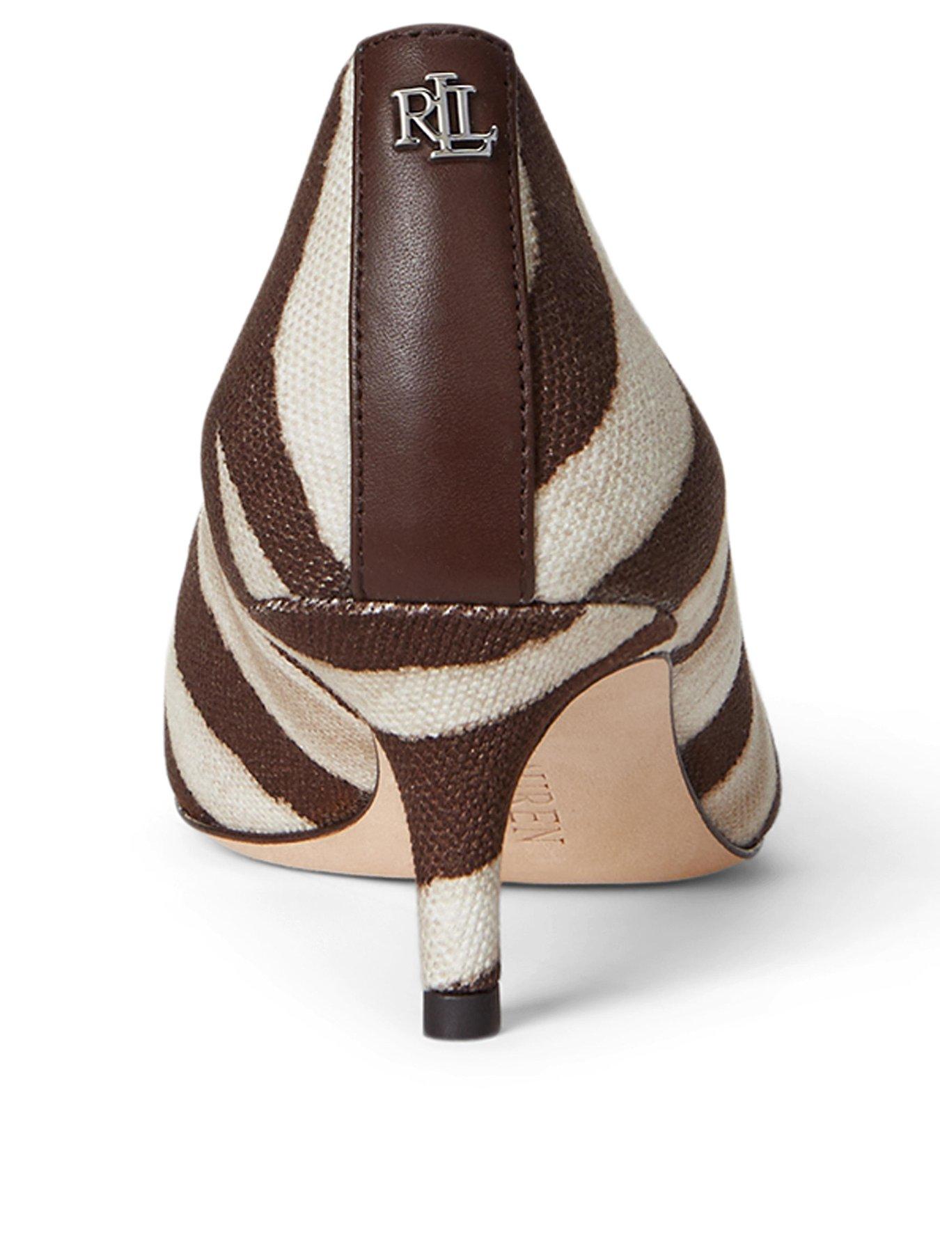Image 3 of 4 of Lauren by Ralph Lauren Adrienne Zebra Canvas Heeled Pump - Brown