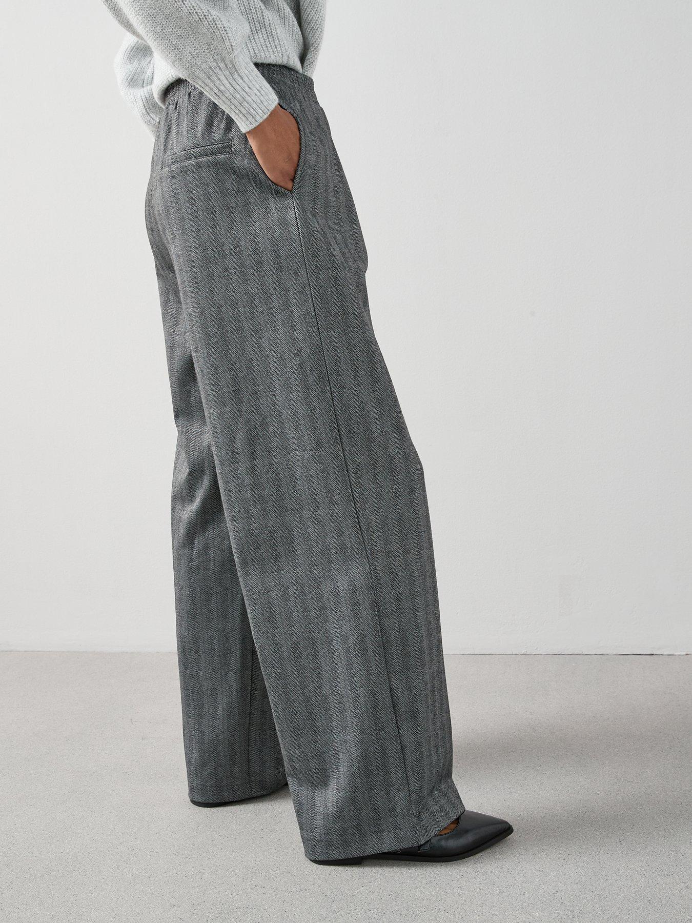 Image 5 of 6 of The Very Collection Herringbone Wide Leg Trouser - Grey