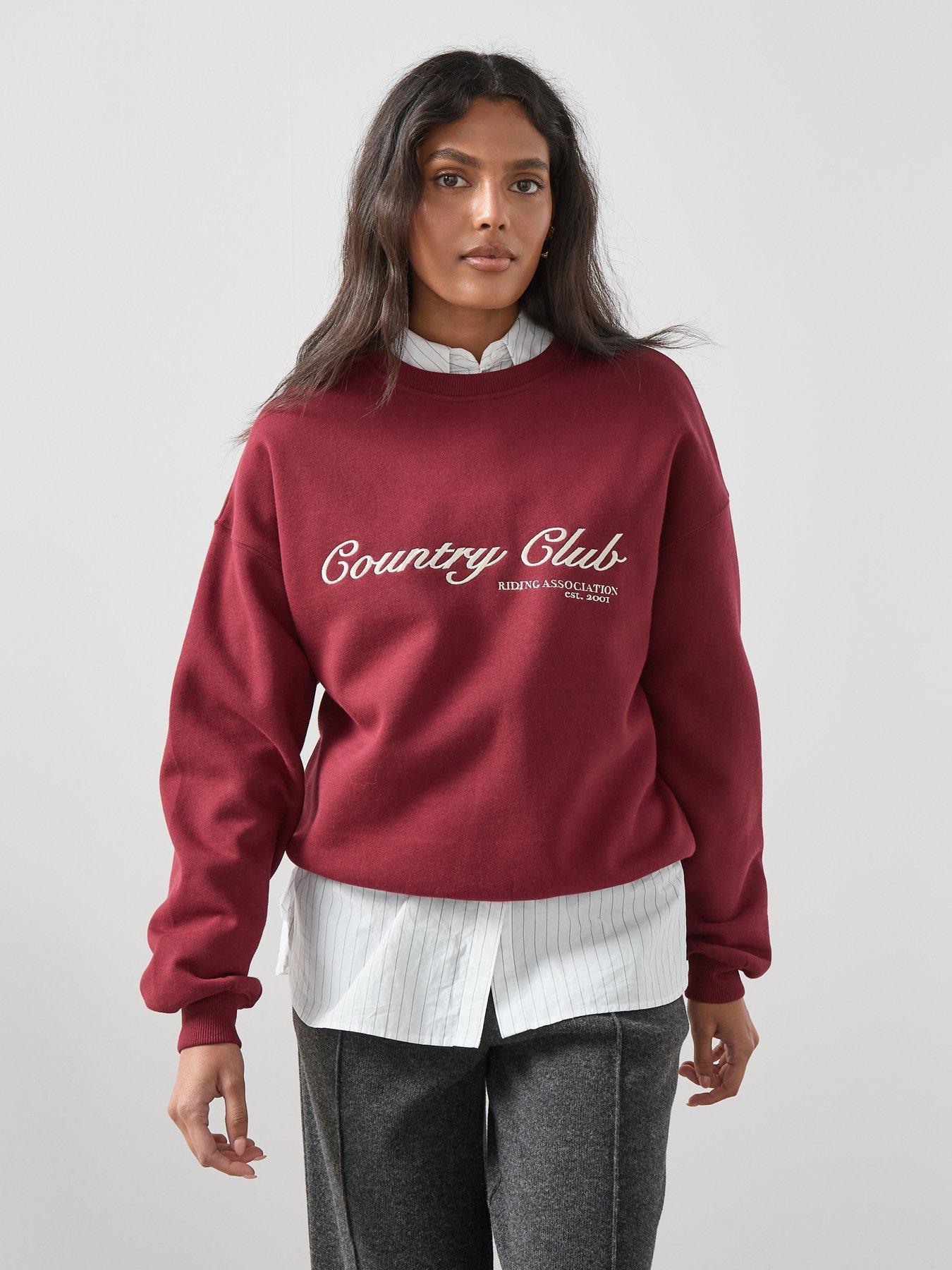 undefined Country Club Graphic Sweatshirt - Burgundy