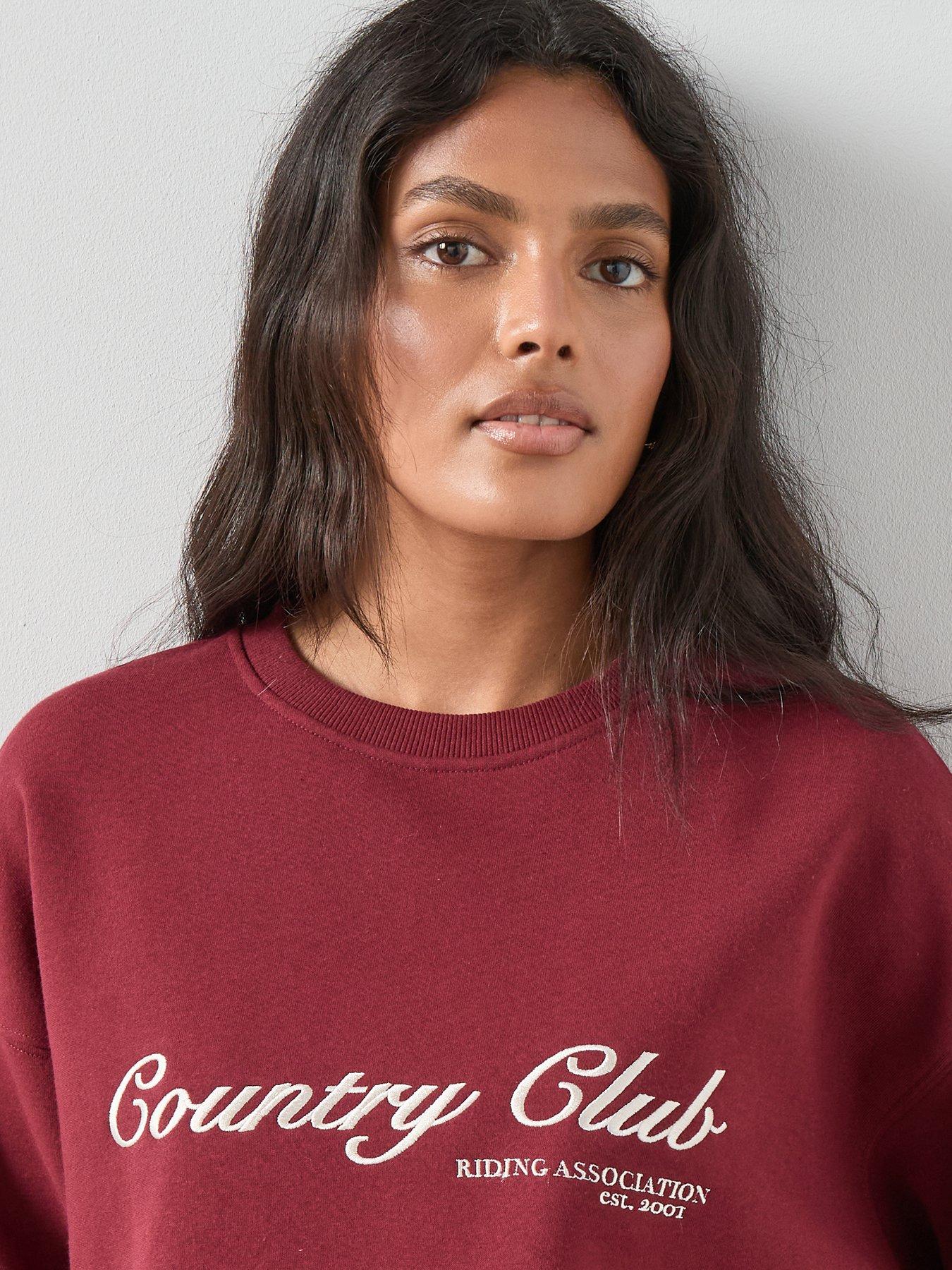 Image 4 of 7 of The Very Collection Country Club Graphic Sweatshirt - Burgundy