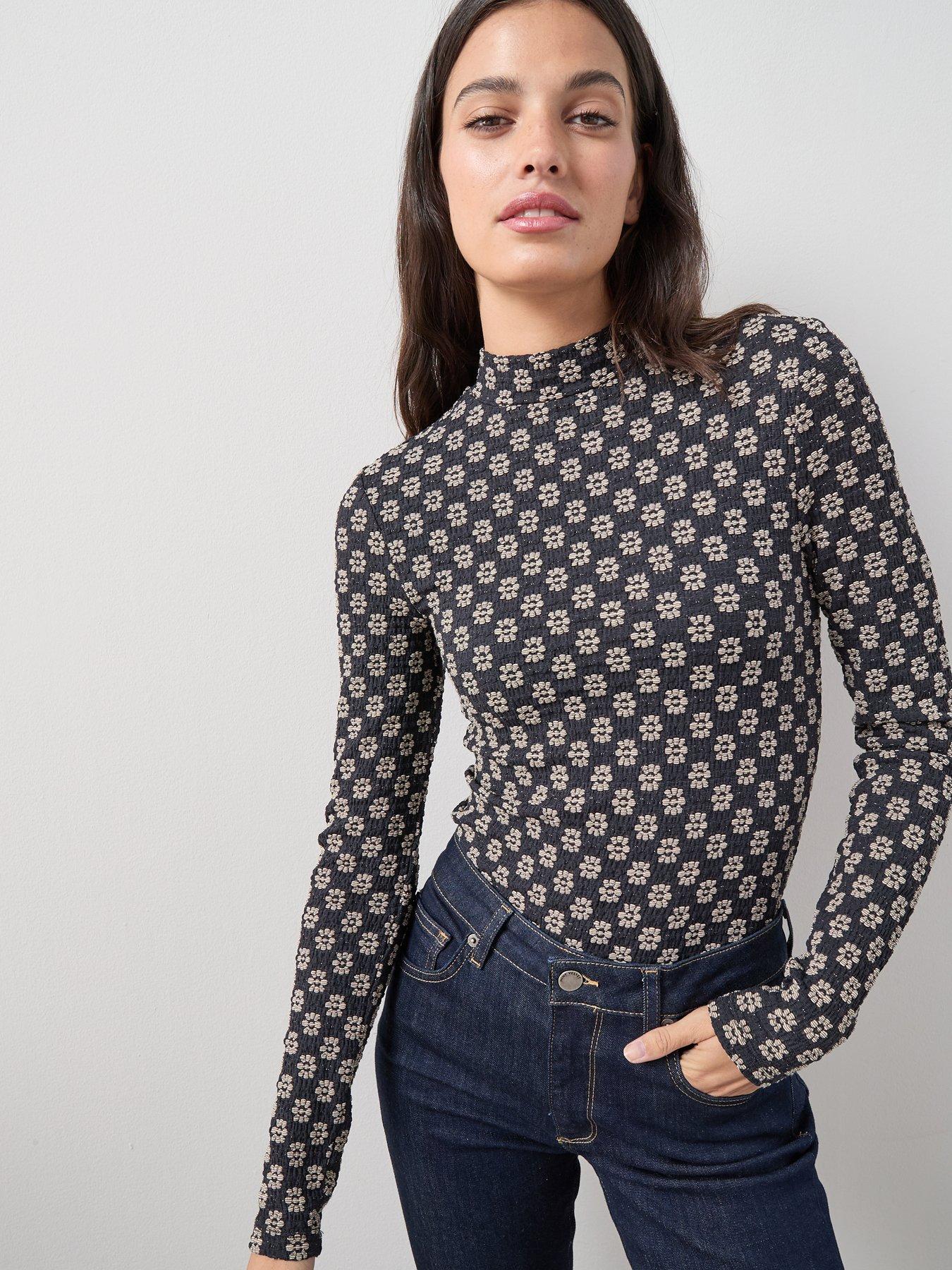  image of the-very-collection-high-neck-floral-top-multi