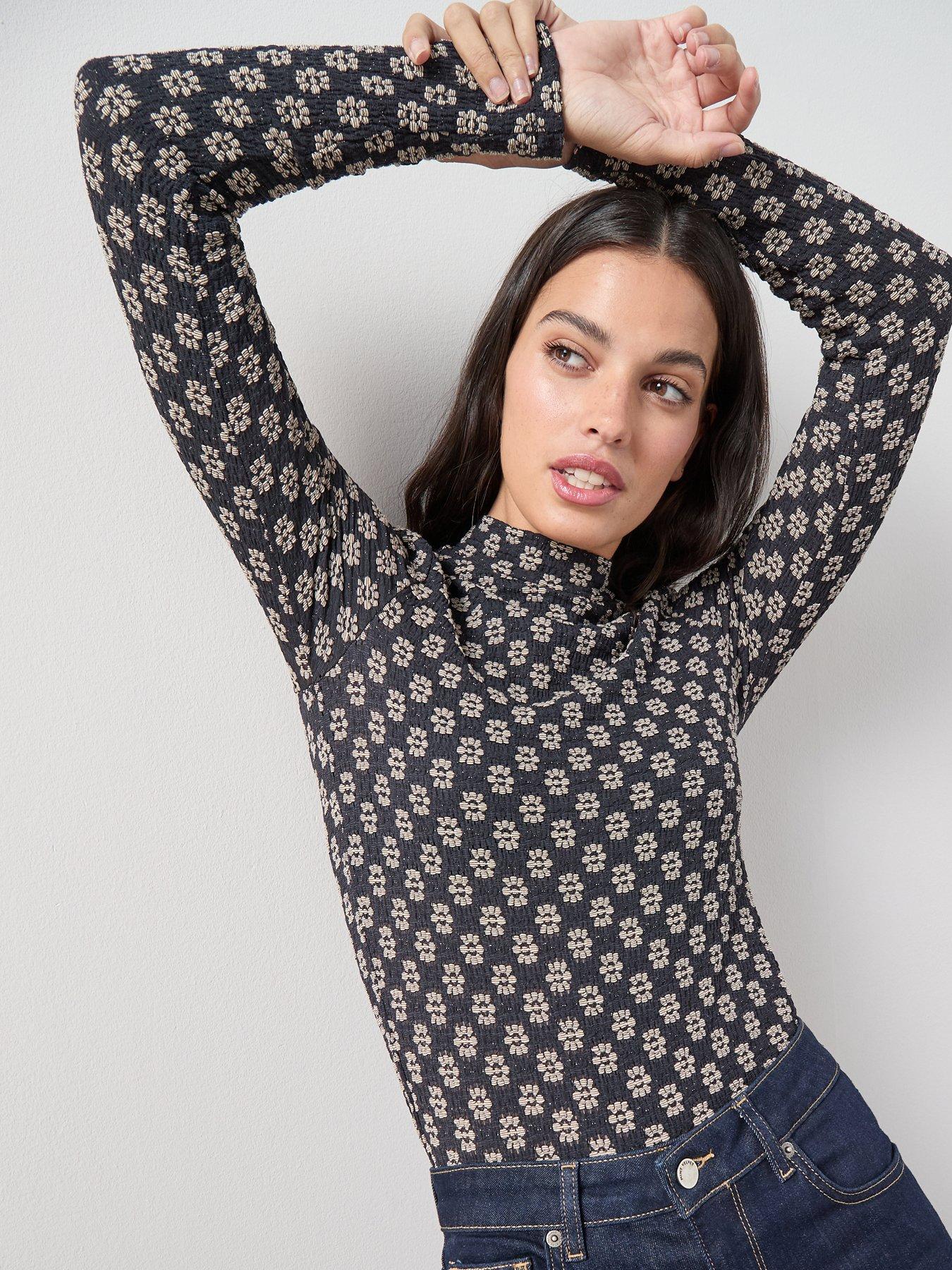  image of the-very-collection-high-neck-floral-top-multi