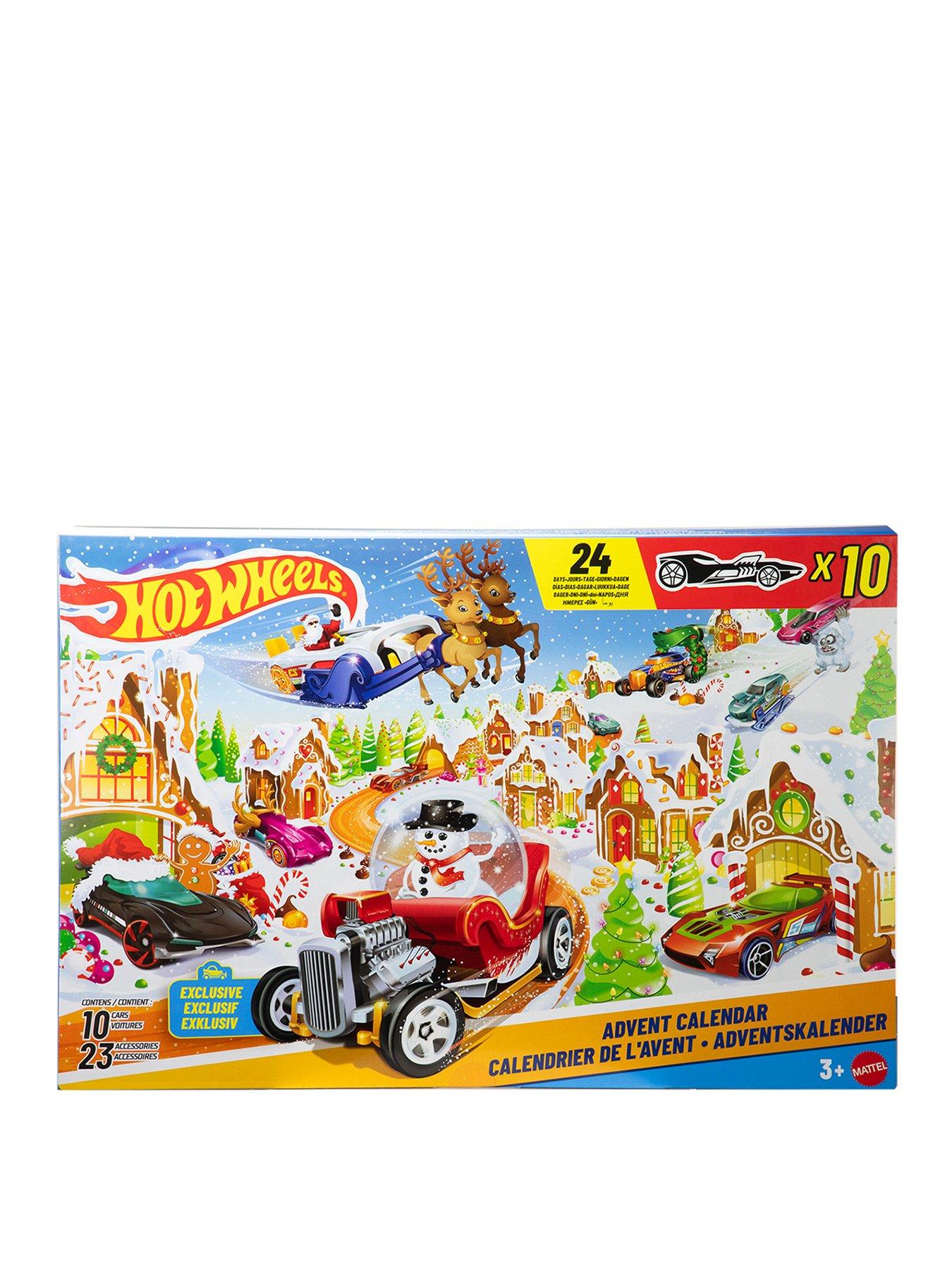 Hot Wheels 2025 Advent Calendar with 10 Toy Vehicles in 1:64 Scale  &  24 Accessories