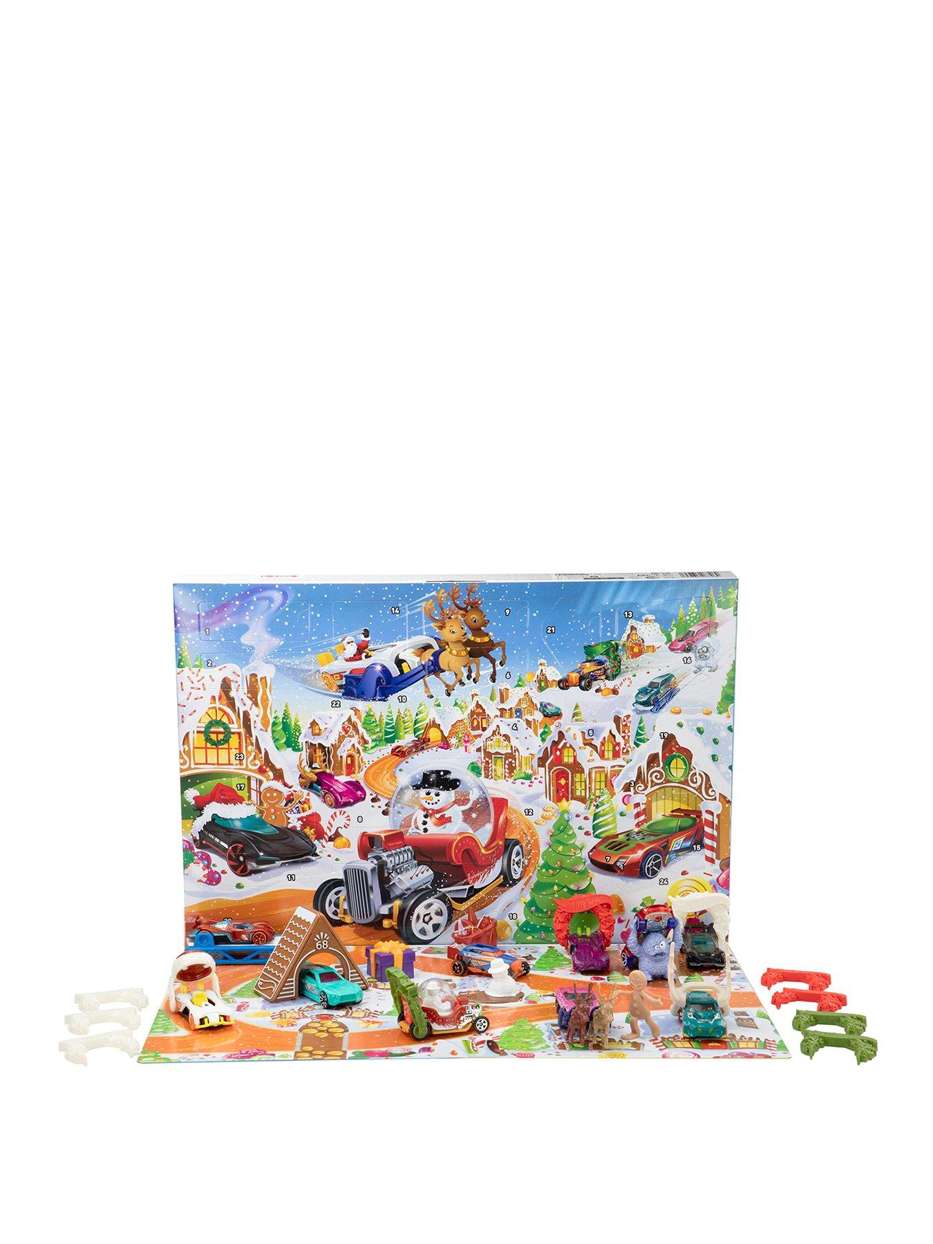 undefined Hot Wheels 2025 Advent Calendar with 10 Toy Vehicles in 1:64 Scale & 24 Accessories