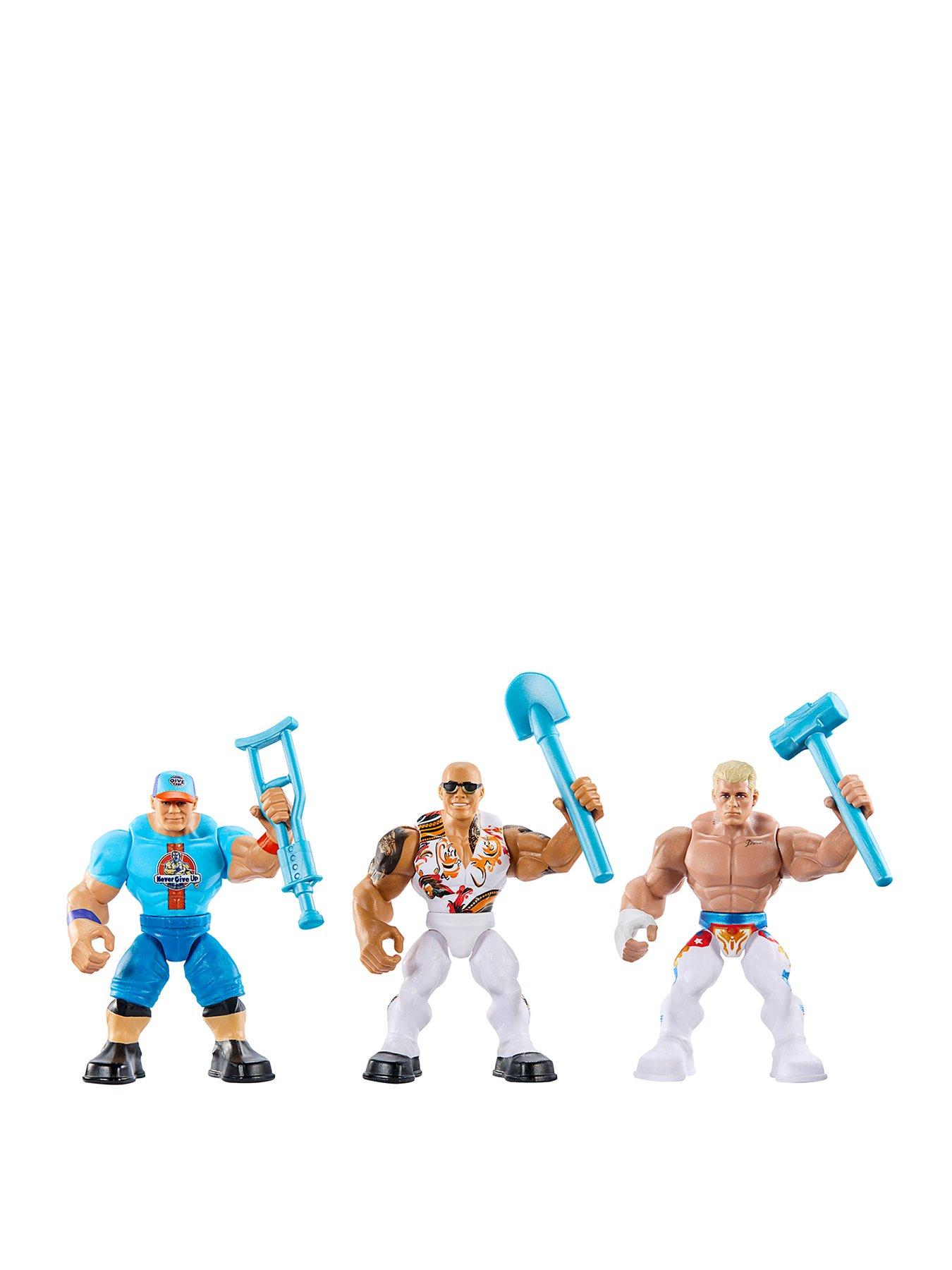WWE Knuckle Crunchers Action Figures 3-Pack with 8 Accessories, Bone-Crunching Movement