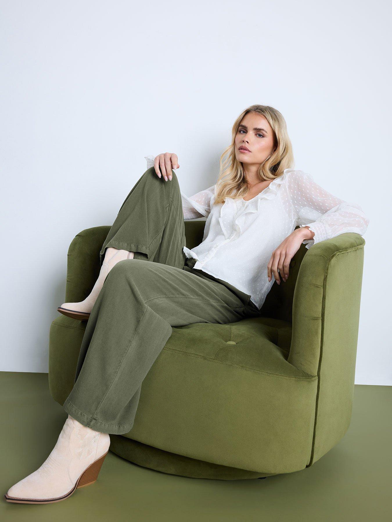 undefined Petite Acid Wash Wide Leg Trousers