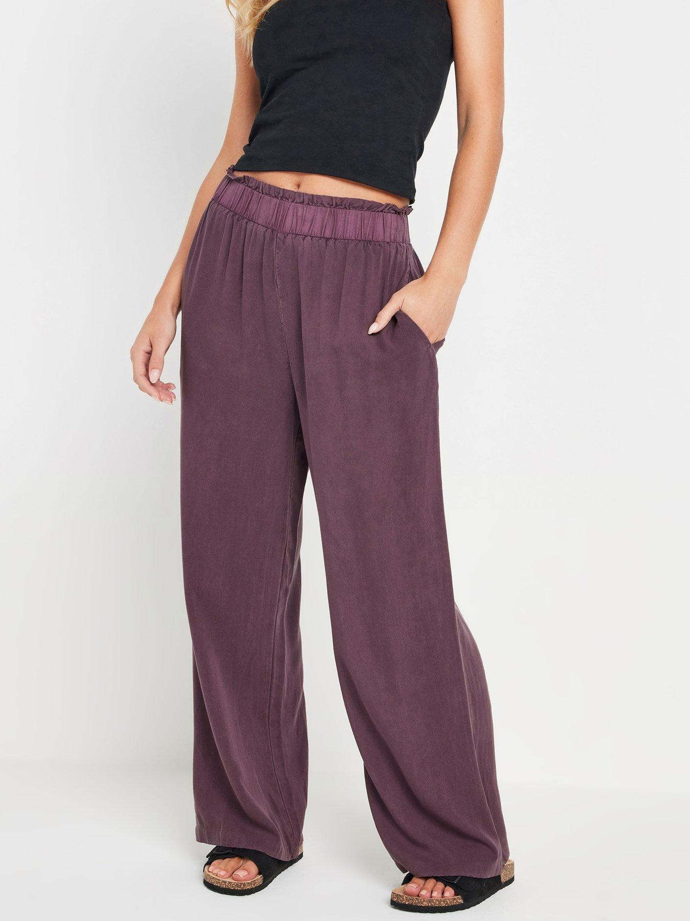 undefined Petite Acid Wash Wide Leg Trousers